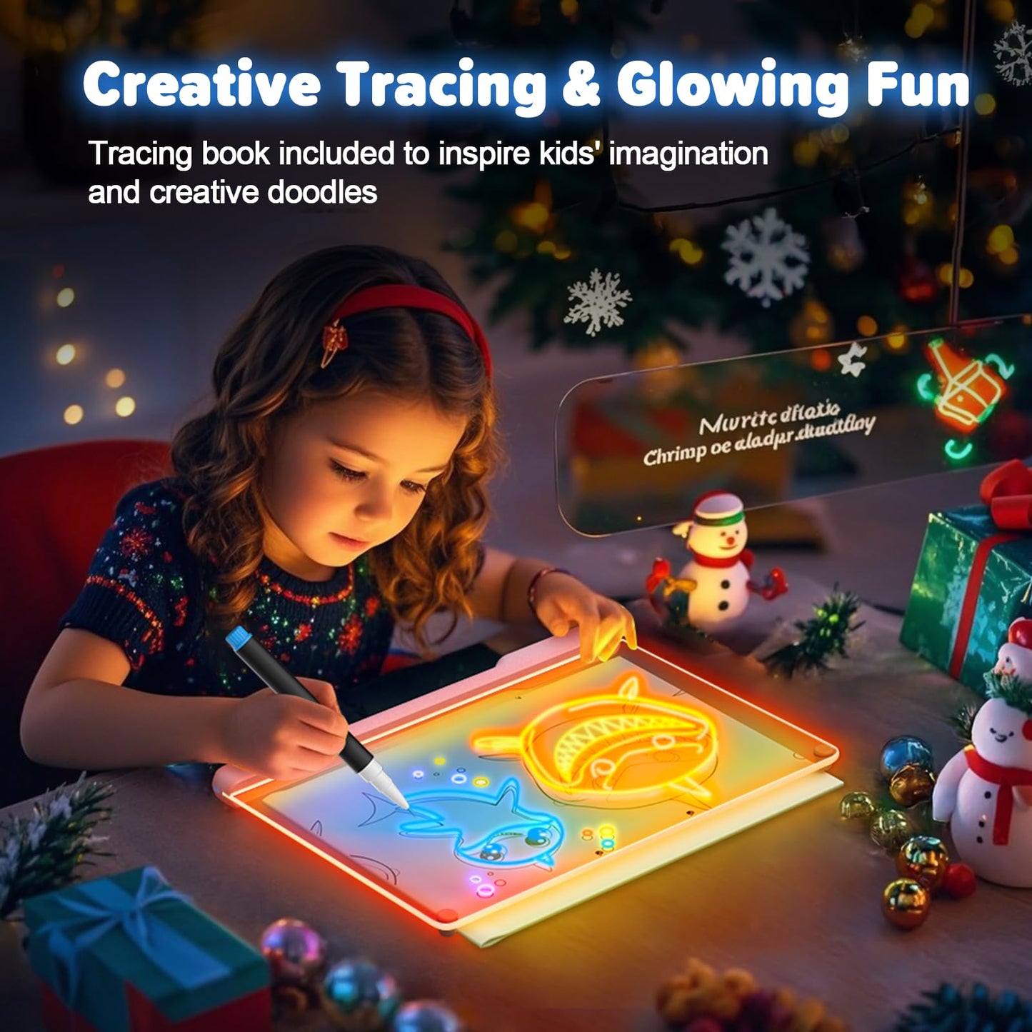 Geokay 16-Inch Rechargeable Doodle Glow LED Note Board – 7 Color Modes