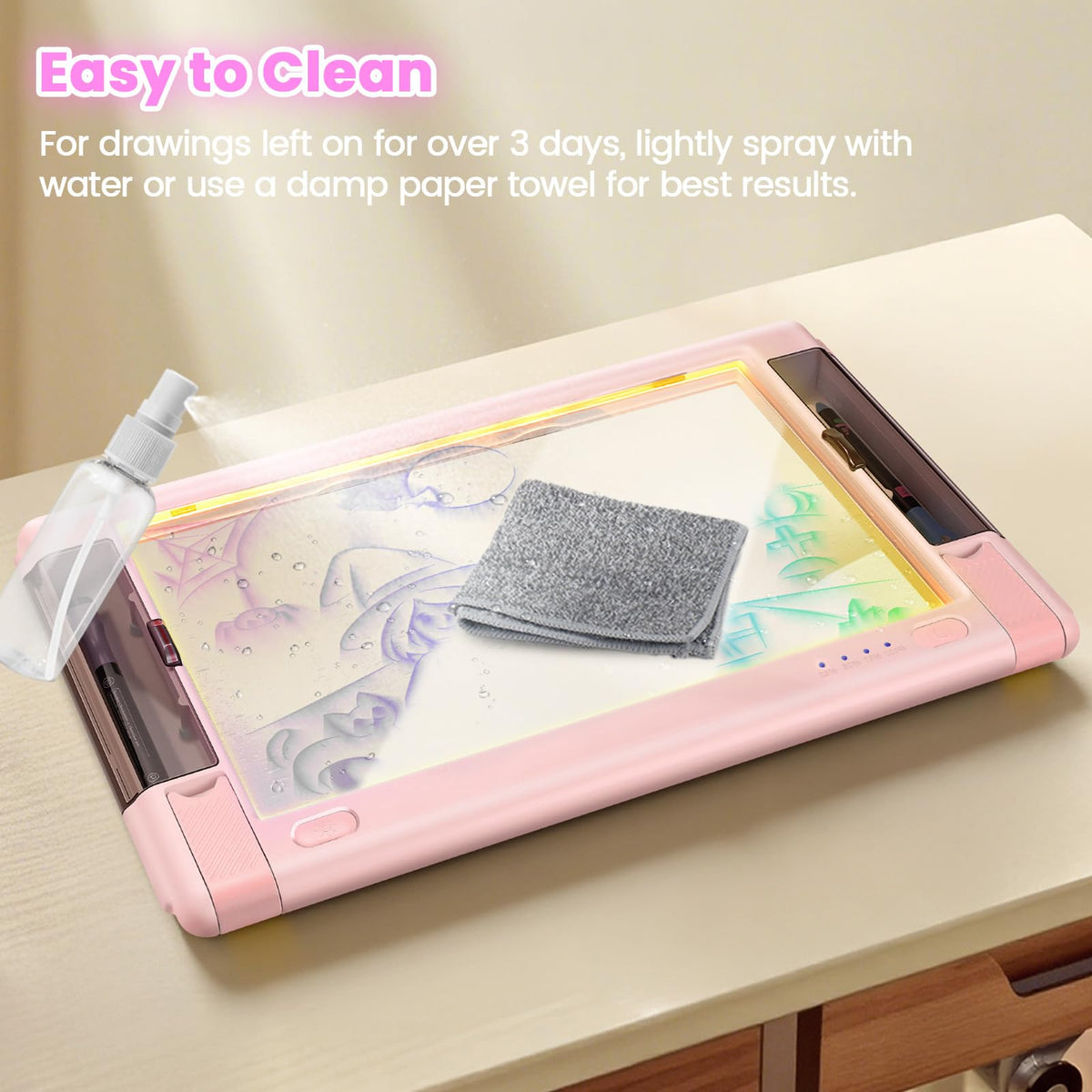 Geokay 15-Inch Rechargeable LED Drawing Board — 9 Neon Color Modes, 5 Markers & 10 Tracing Sheets