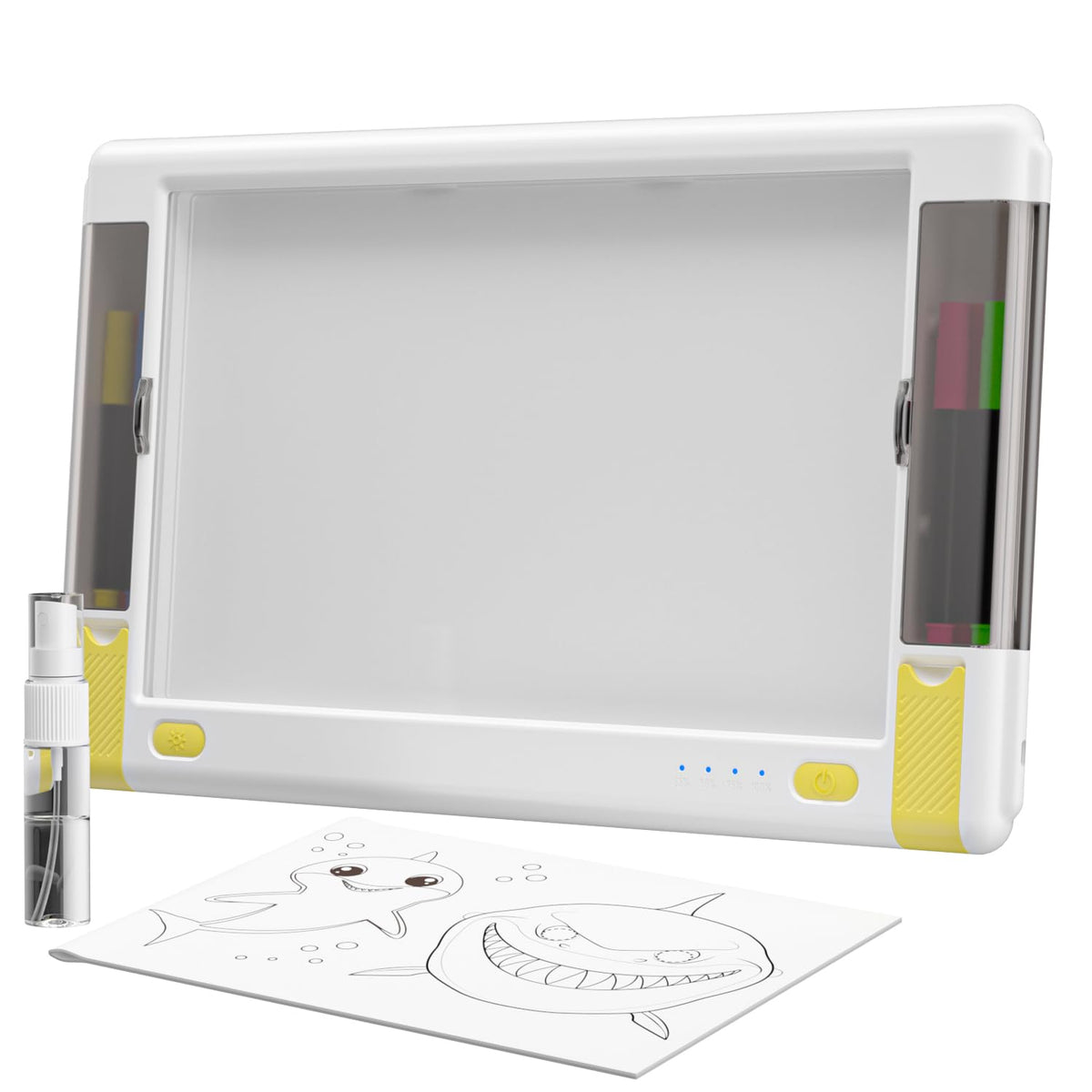 Geokay Rechargeable LED Drawing Board 15-Inch - 9 Neon Light Modes, 5 Markers & 10 Tracing Sheets