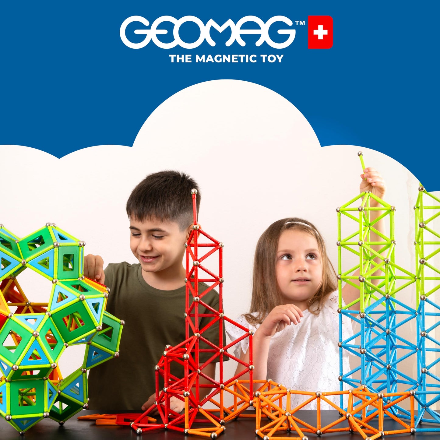 Geomag Confetti 50 Piece Magnetic Building Set – Colorful Swiss-Made STEM Toy for 3+