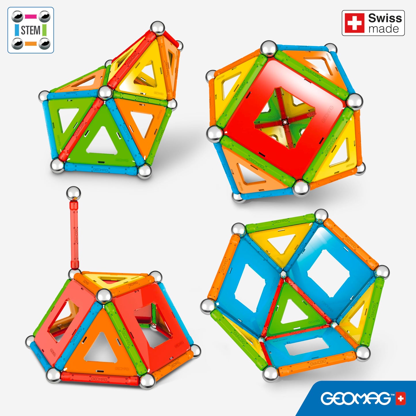 Geomag Confetti 50 Piece Magnetic Building Set – Colorful Swiss-Made STEM Toy for 3+