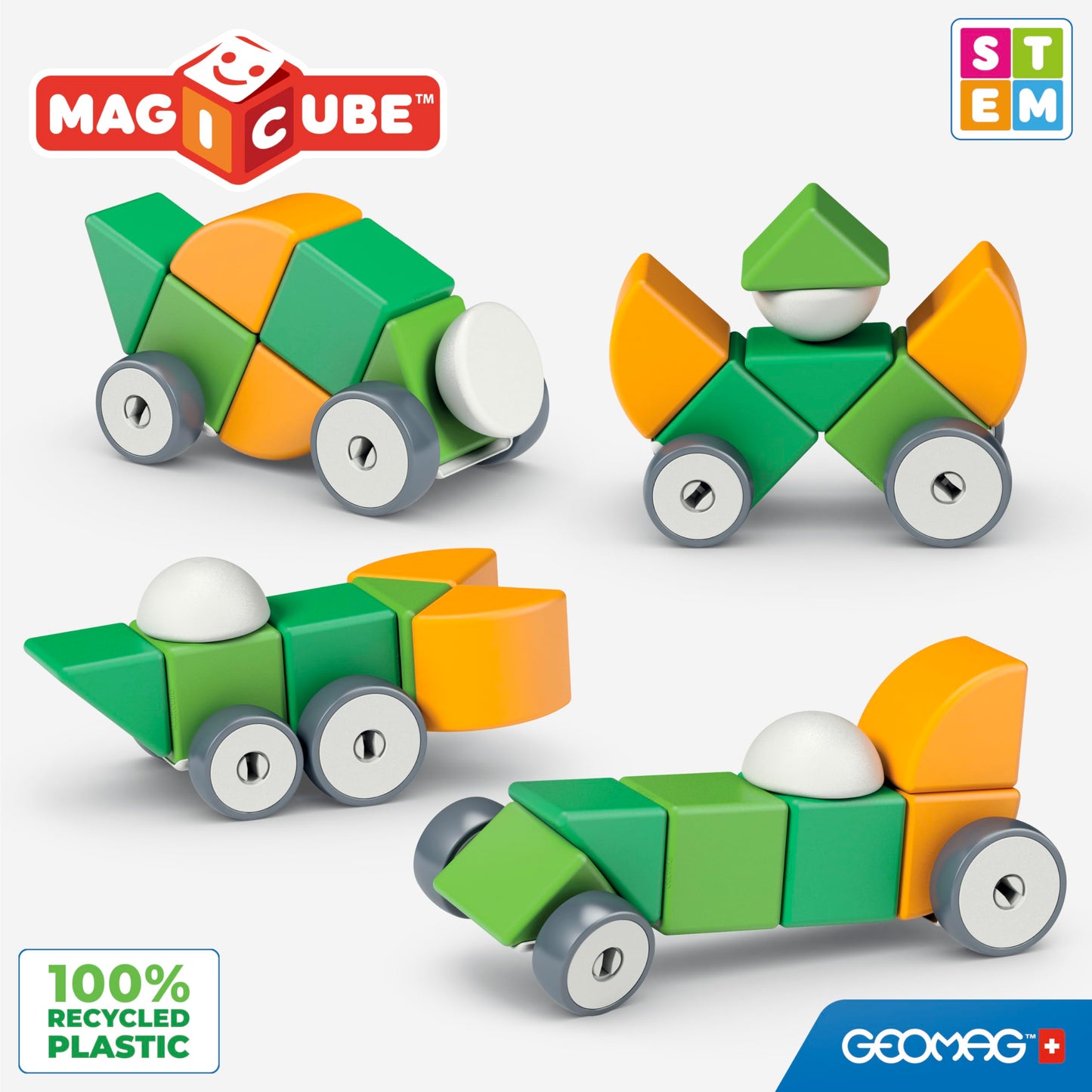 Geomag Magicube 13pcs Magnetic Blocks – Montessori Toddler STEM Toys for 1-3