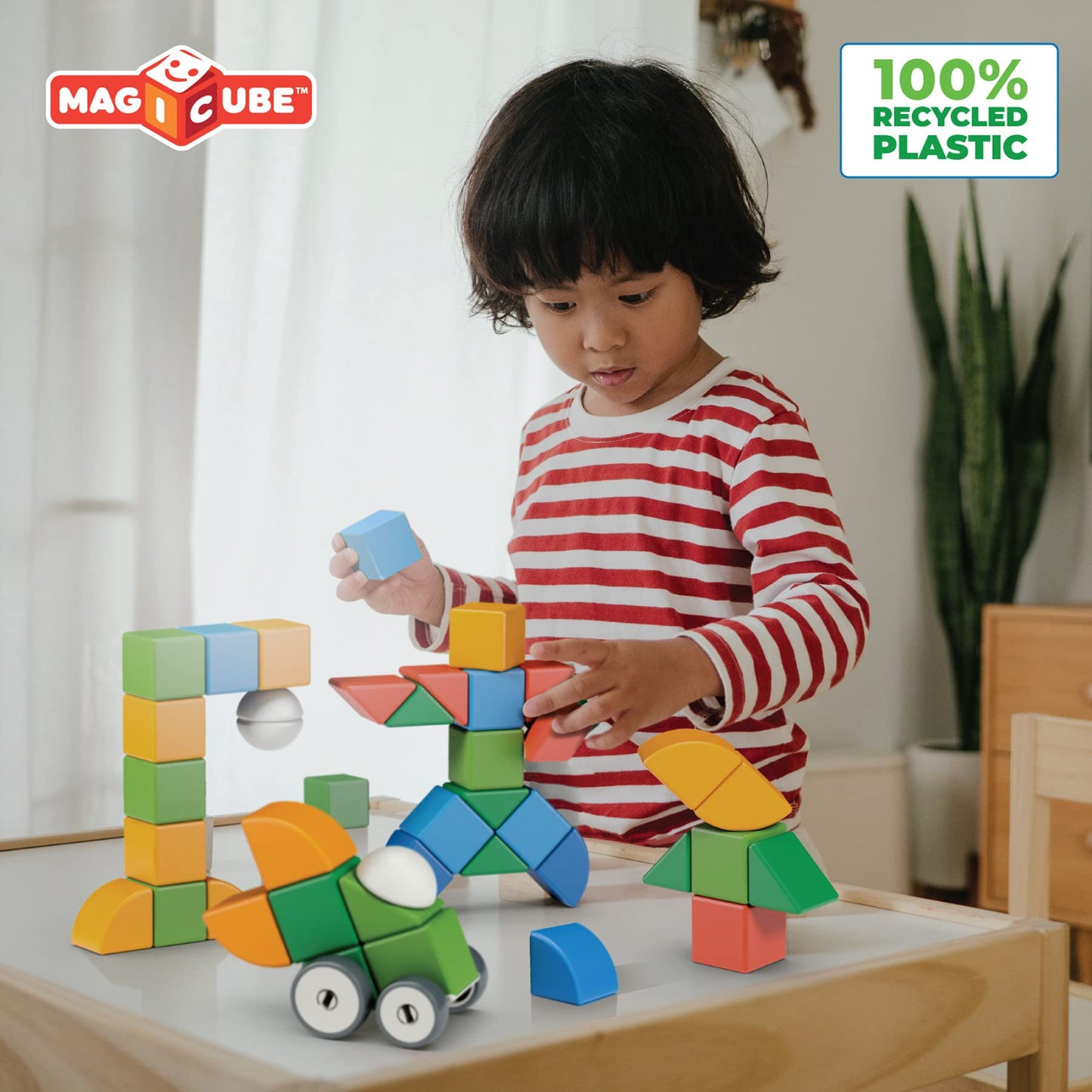 Geomag MagiCube 32-Piece Classic Set – Swiss-Made Magnetic Blocks for Toddlers & Kids 1-5