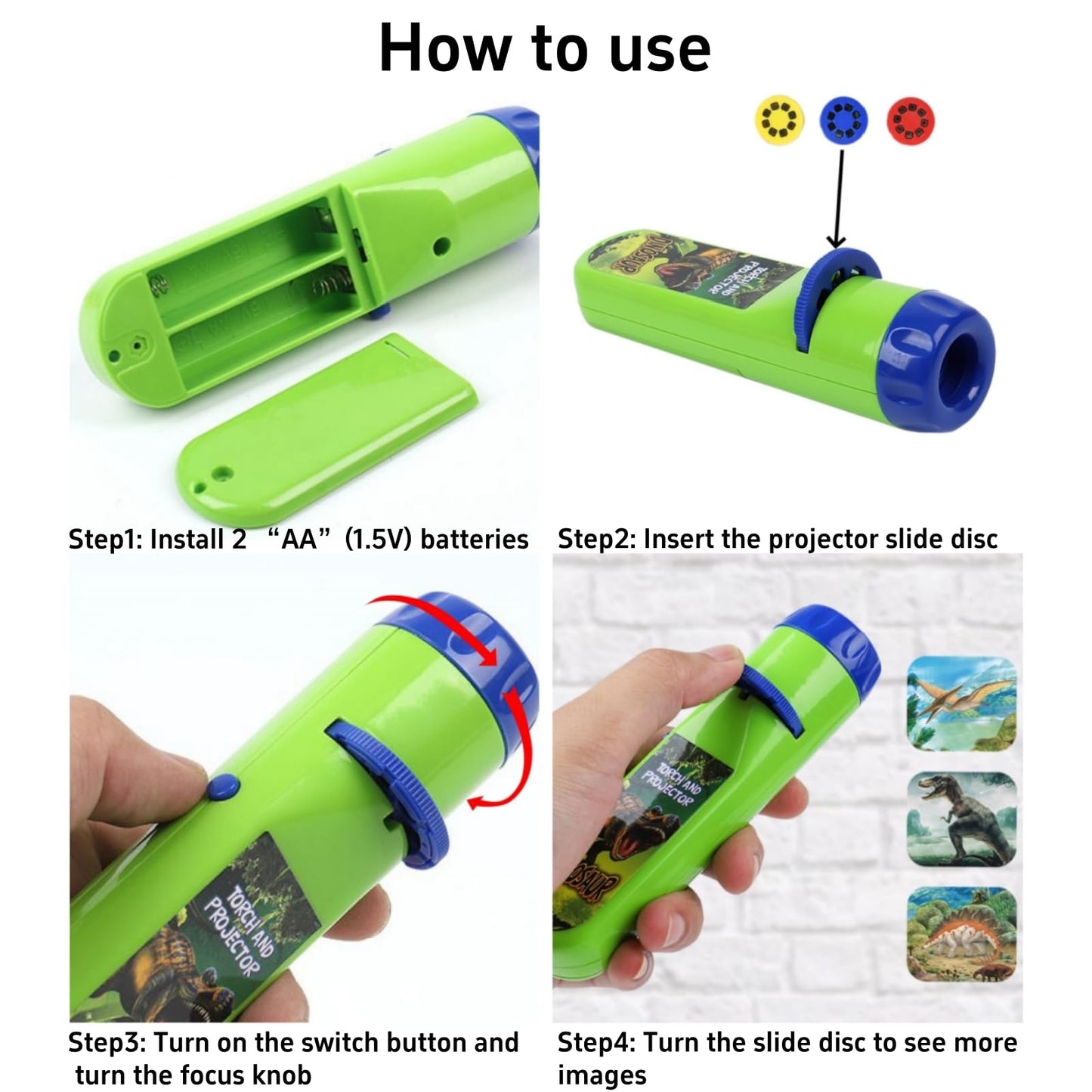 Georgie Porgy Dinosaur Projector Toy – Educational Night Light & Kids Flashlight
