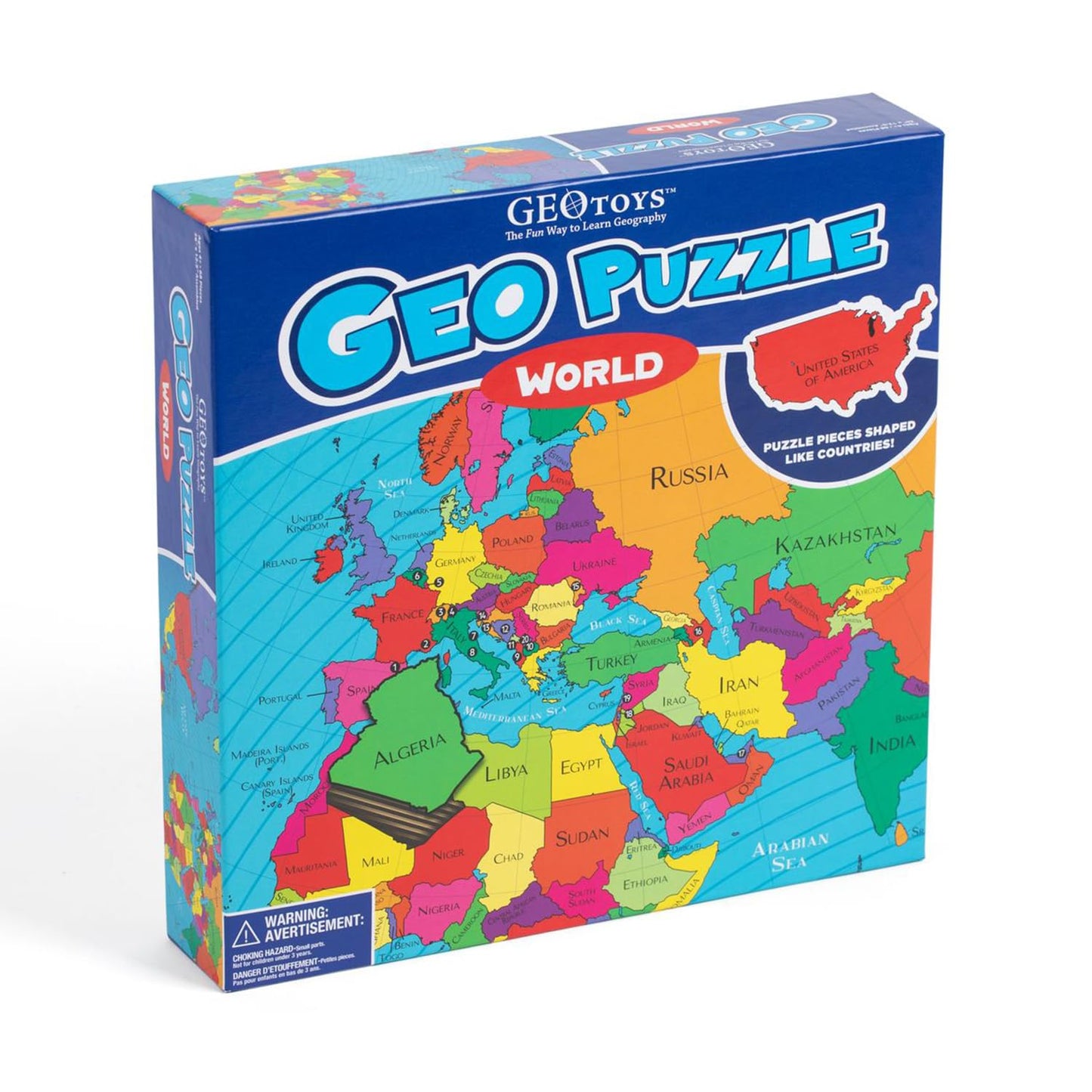 Geotoys GeoPuzzle World Map – 68-Piece Jigsaw for Kids Aged 6-9