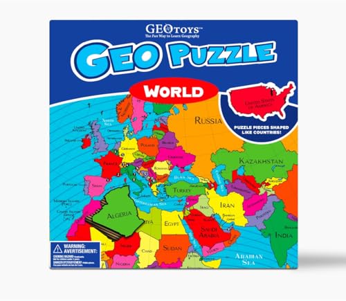 Geotoys GeoPuzzle World Map – 68-Piece Jigsaw for Kids Aged 6-9
