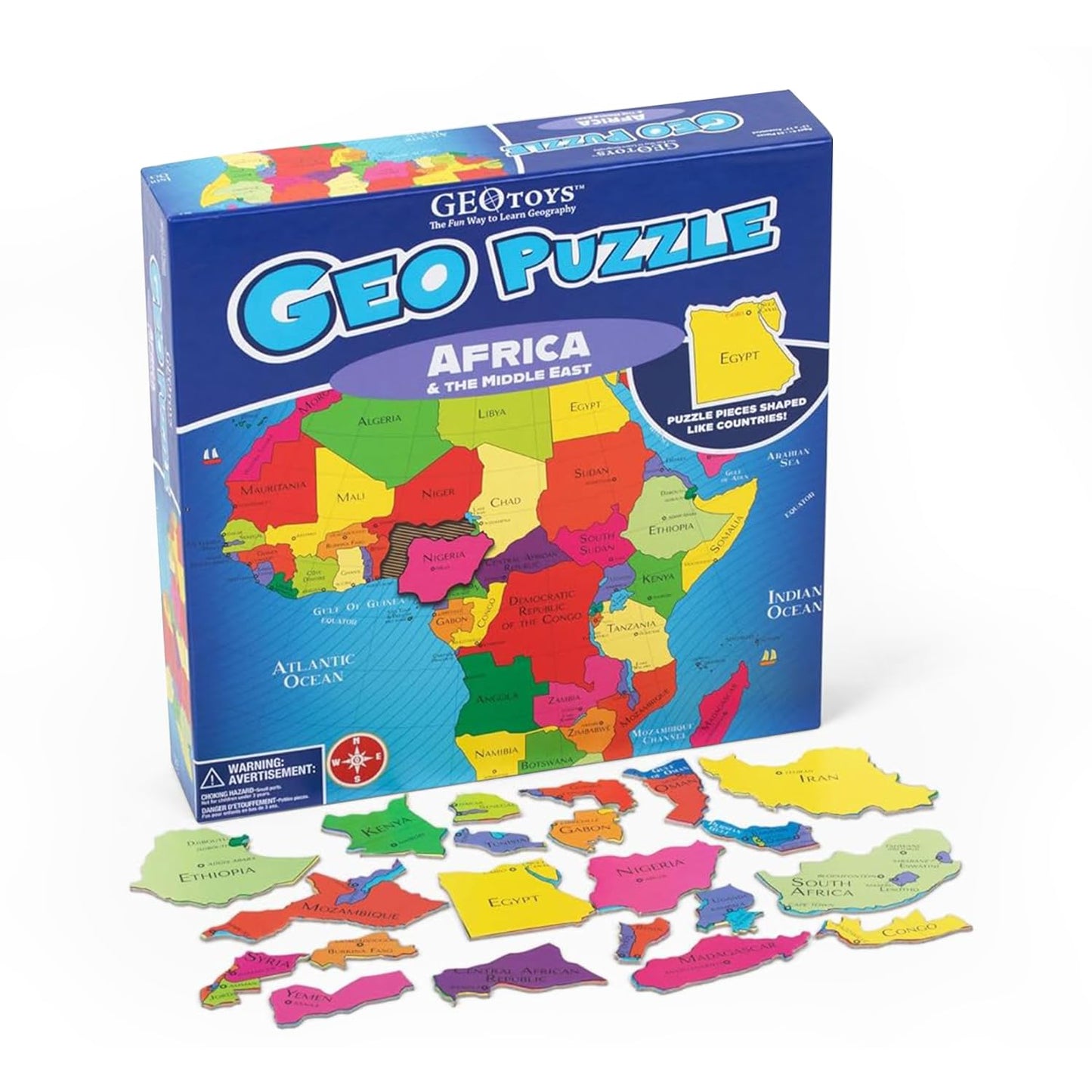GeoToys GeoPuzzle: Africa & Middle East 65-Piece Map Puzzle for Kids