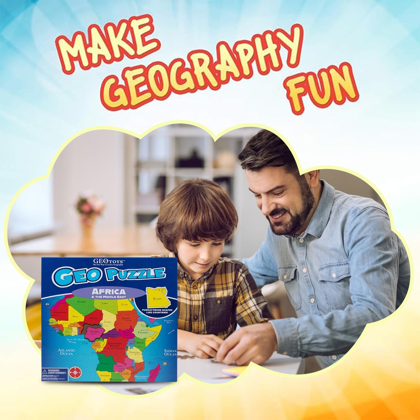 GeoToys GeoPuzzle: Africa & Middle East 65-Piece Map Puzzle for Kids