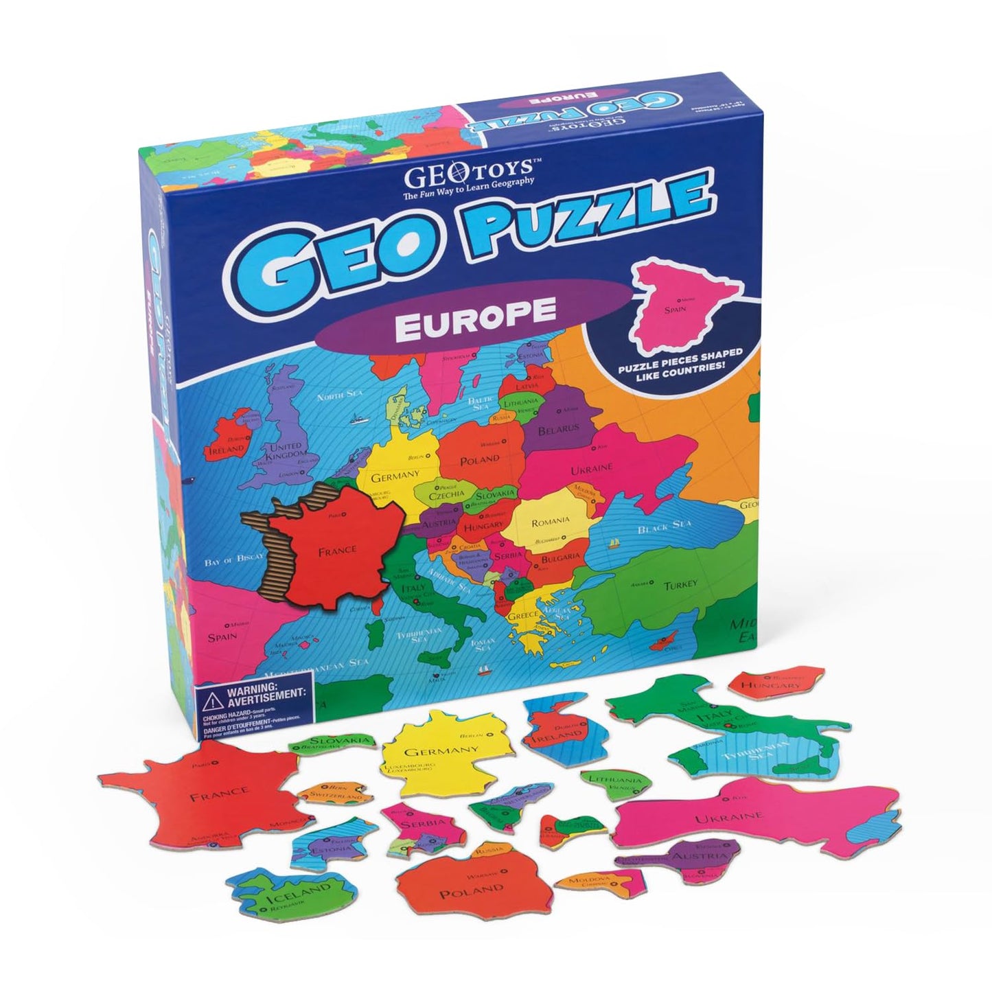 GeoToys GeoPuzzle Europe Map – 58-Piece Geography Puzzle for Kids (Ages 6-9) | Map Puzzle & Geography Game