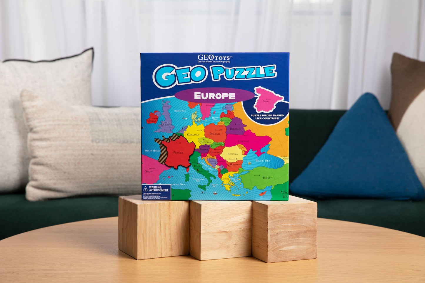 GeoToys GeoPuzzle Europe Map – 58-Piece Geography Puzzle for Kids (Ages 6-9) | Map Puzzle & Geography Game