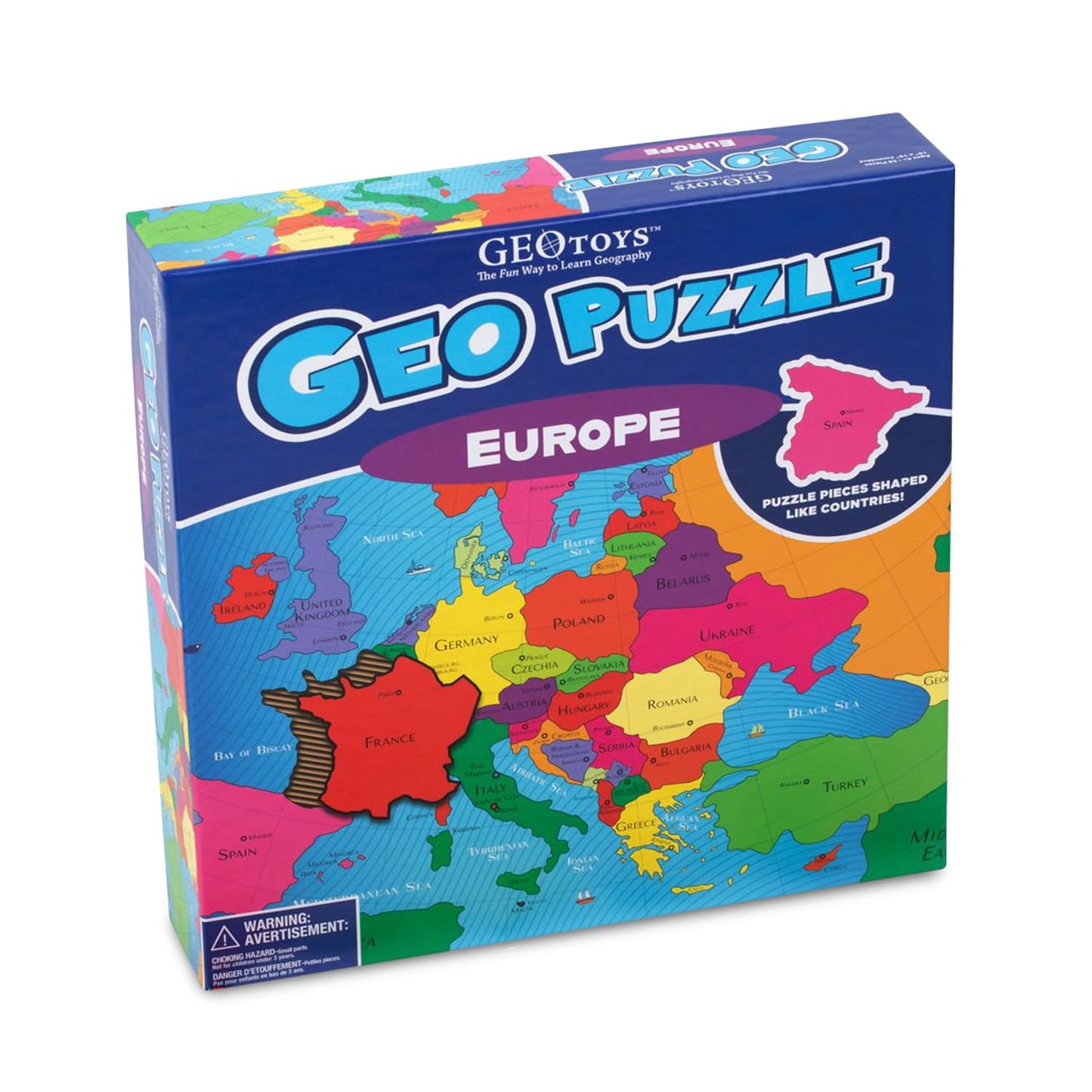 GeoToys GeoPuzzle Europe Map – 58-Piece Geography Puzzle for Kids (Ages 6-9) | Map Puzzle & Geography Game