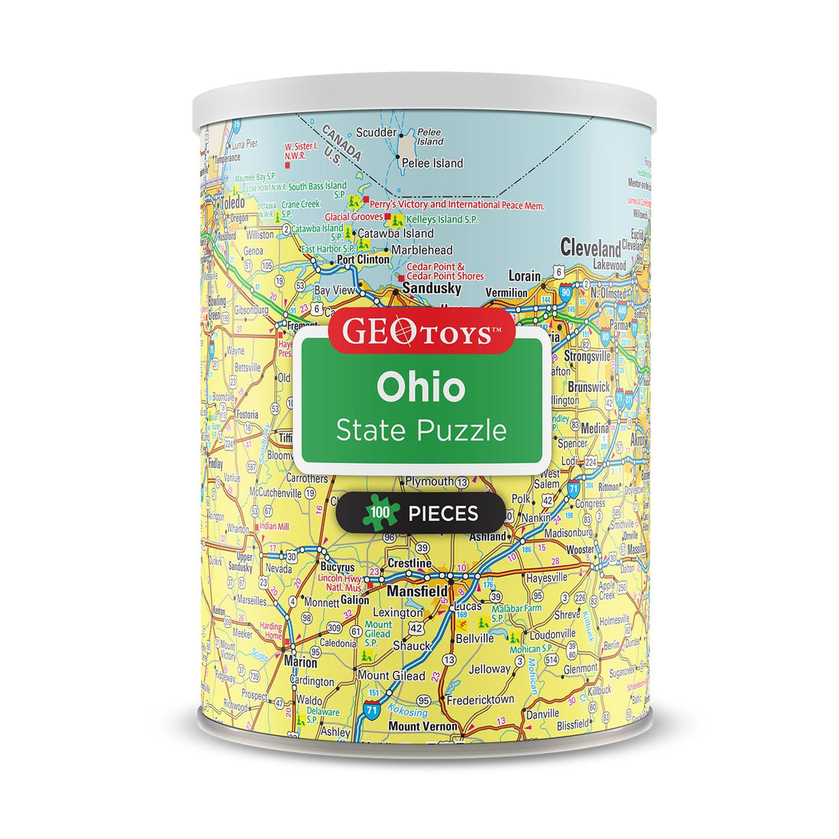 Geotoys Ohio Mini State Puzzle – 100-Piece Travel Map for Kids & Adults | 13x10