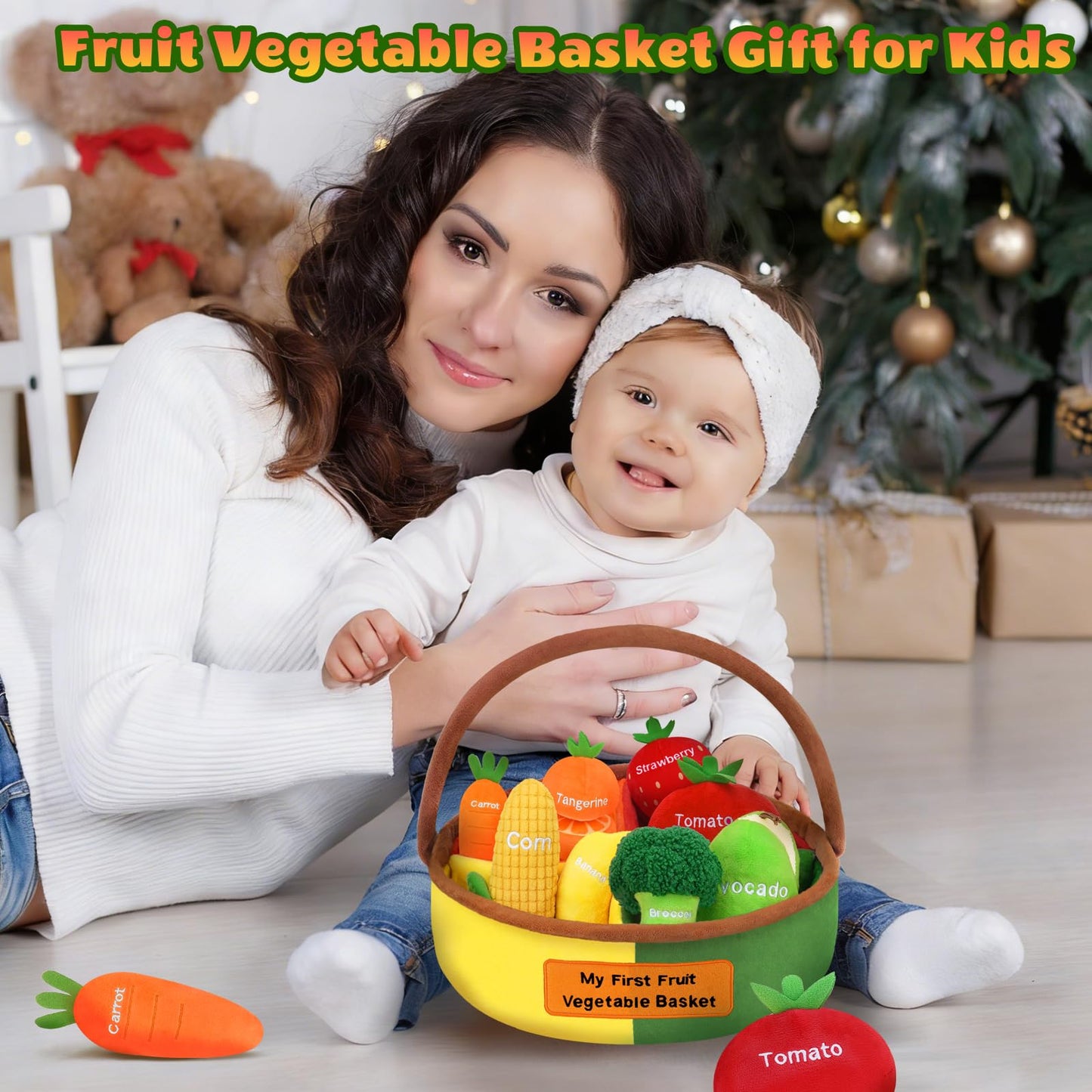 GERBIT My First Fruit Vegetable Basket Plush – 8 Plushies for Toddlers