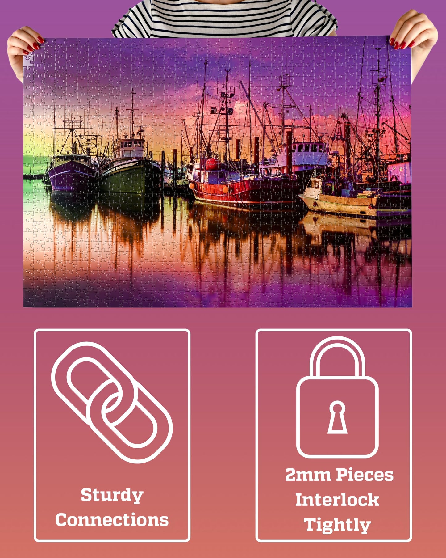 Gerjato 1000-Piece Puzzle for Adults – Scenic Harbor with Colorful Boats | Gift-Ready Box