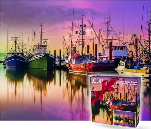 Gerjato 1000-Piece Puzzle for Adults – Scenic Harbor with Colorful Boats | Gift-Ready Box