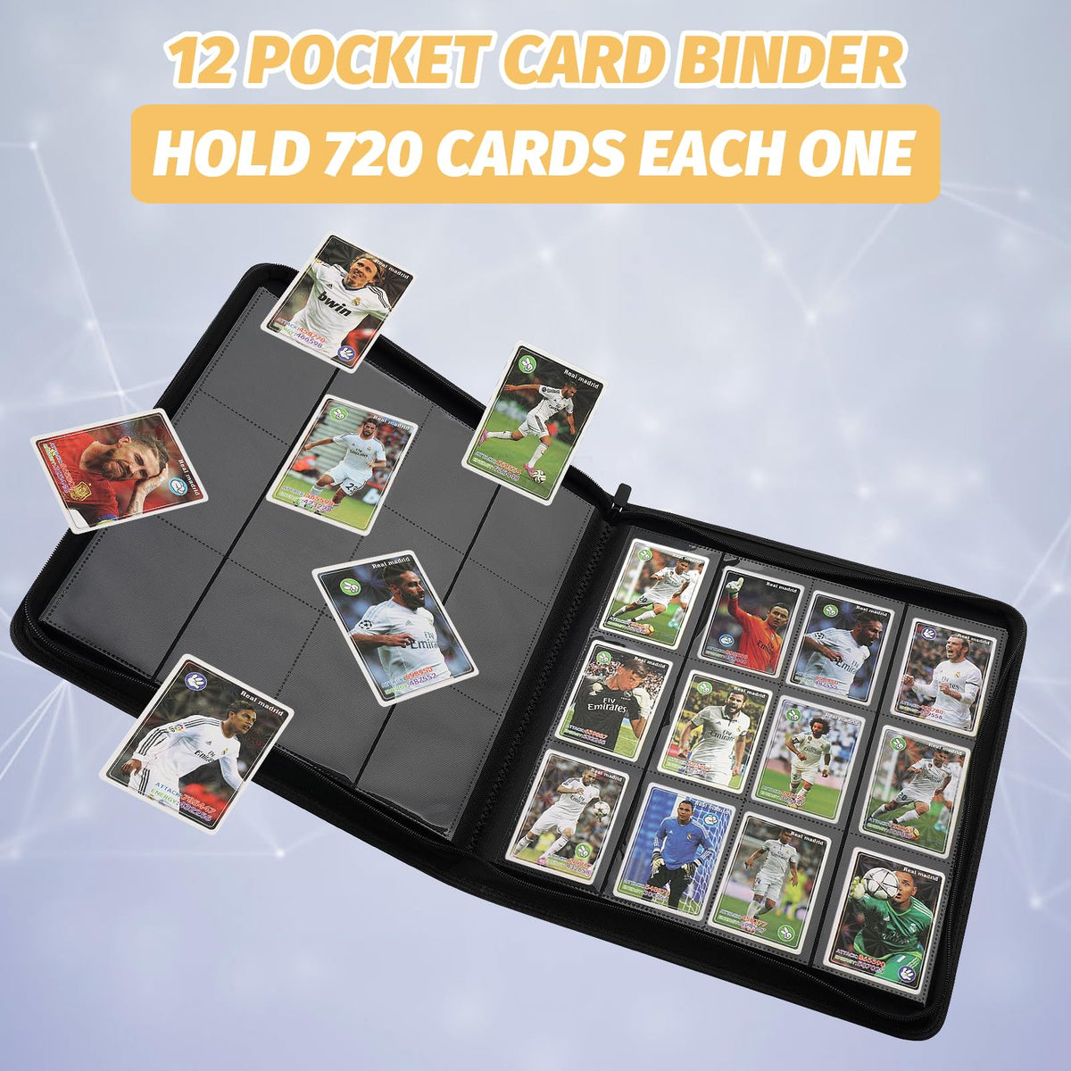 GERMUN Trading Card Binder 12-Pocket, 720 Card Capacity, Premium PU Cover