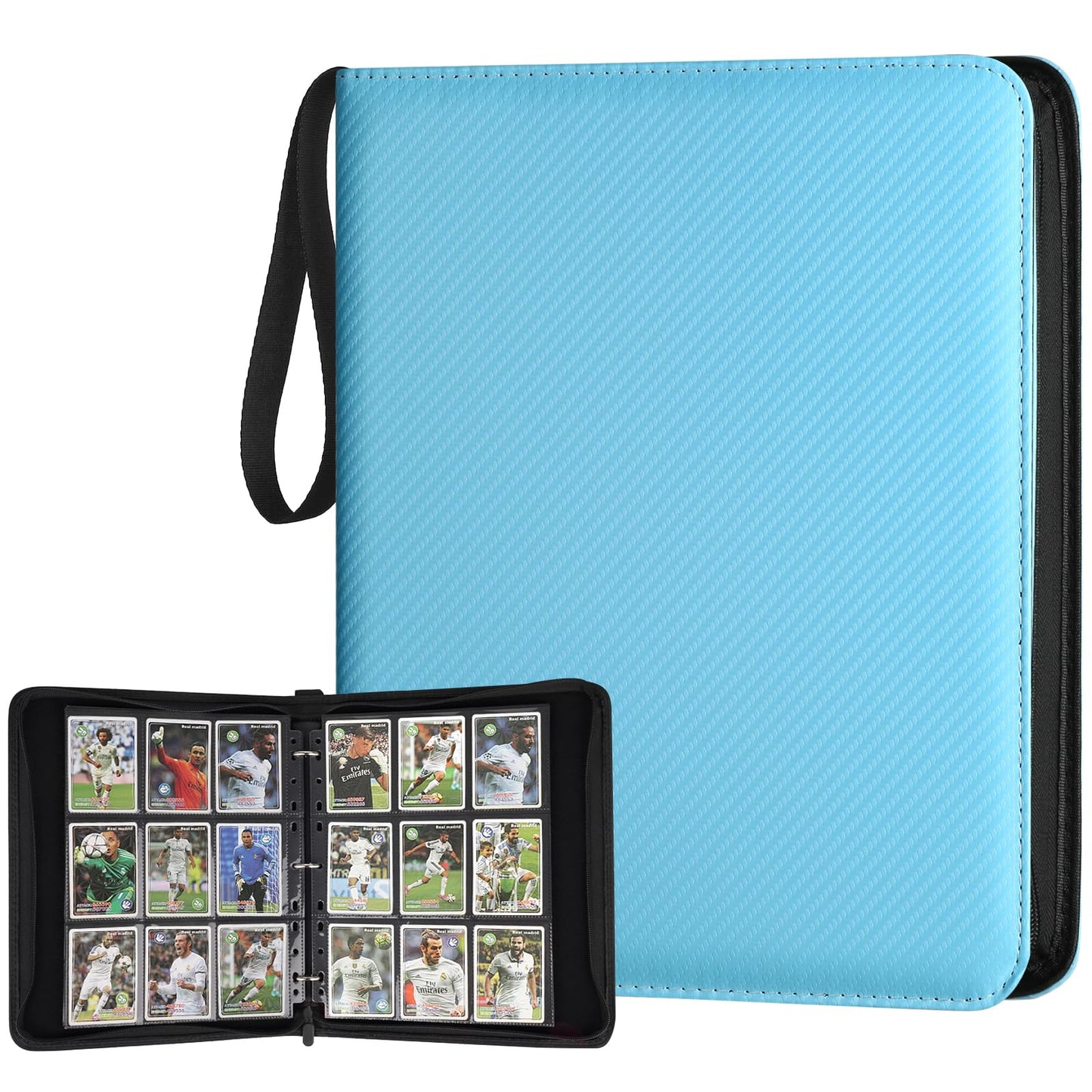 GERMUN 9-Pocket Card Binder - Premium PU Leather Zip Binder for 720 Cards