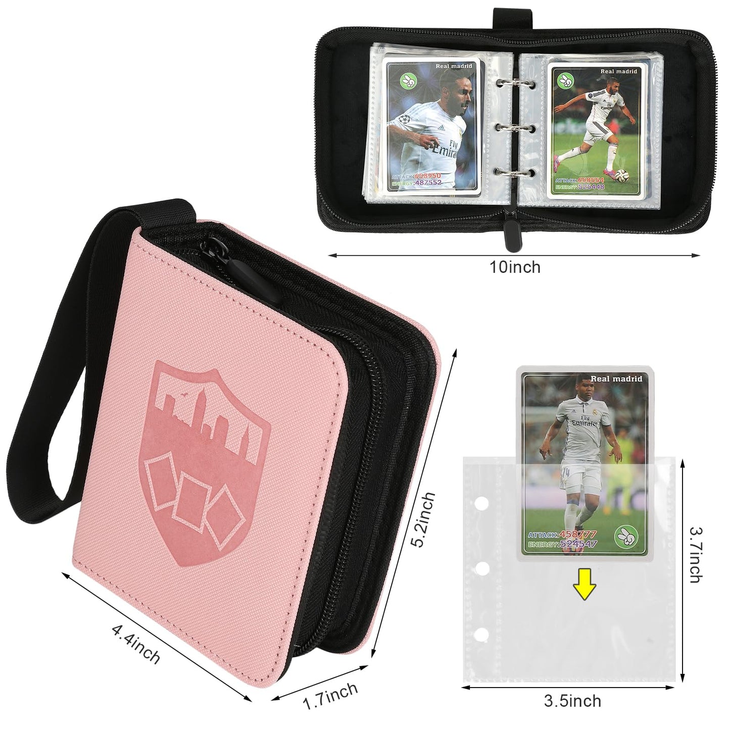 GERMUN Mini Card Binder 1 Pocket – 80 Pockets – Pink | Premium Trading Card Album