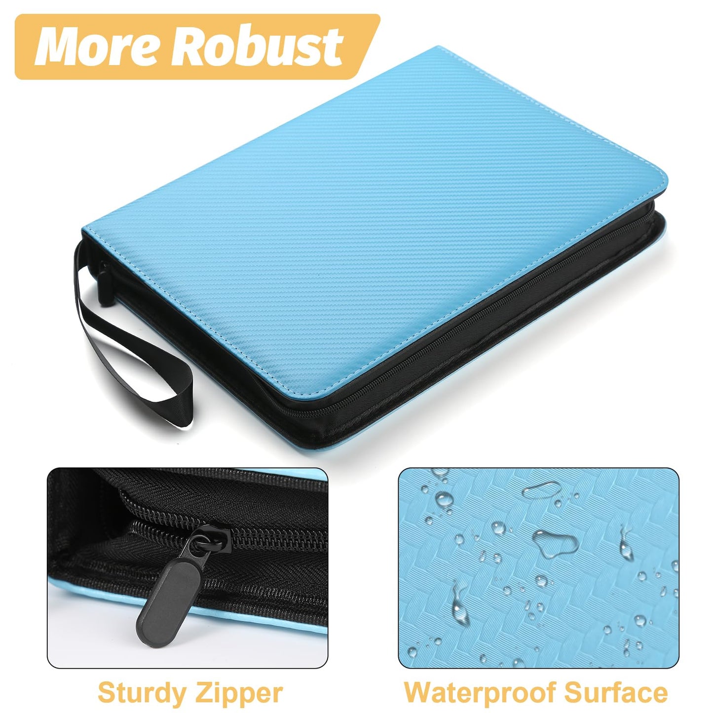 GERMUN 9-Pocket Card Binder - Premium PU Leather Zip Binder for 720 Cards