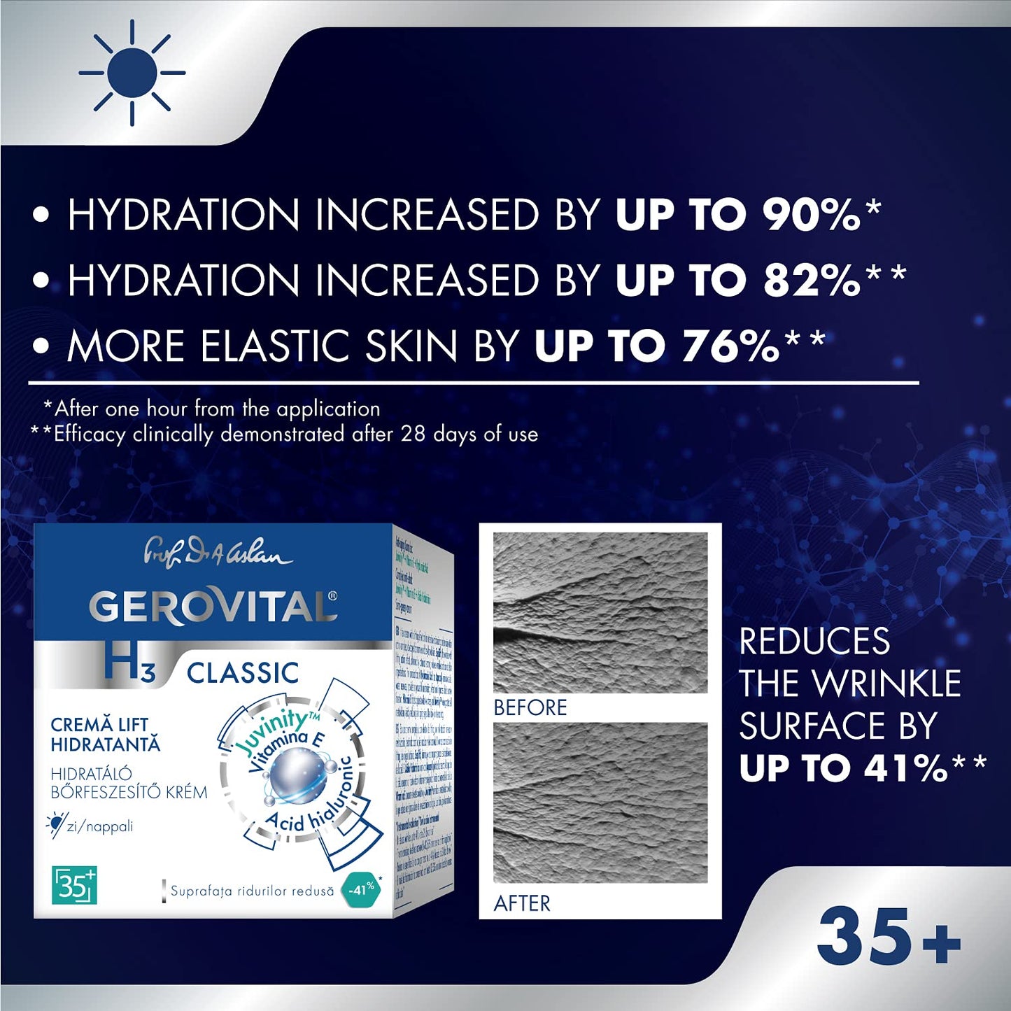 Gerovital Classic Moisturizing Lifting Cream with Hyaluronic Acid & Vitamin E – Deep Hydration & Anti-Aging Support (50 ml)