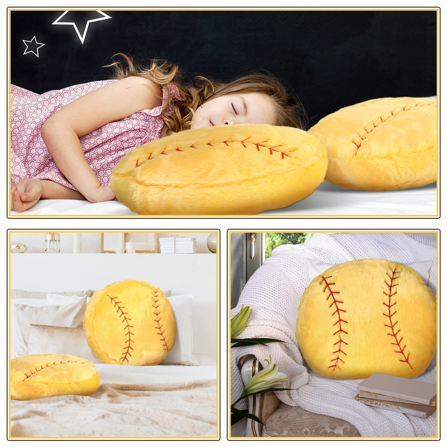 Gerrii 4-Piece Sports Throw Pillows Set – Plush Basketball-Shaped Cushions for Bedroom Decor