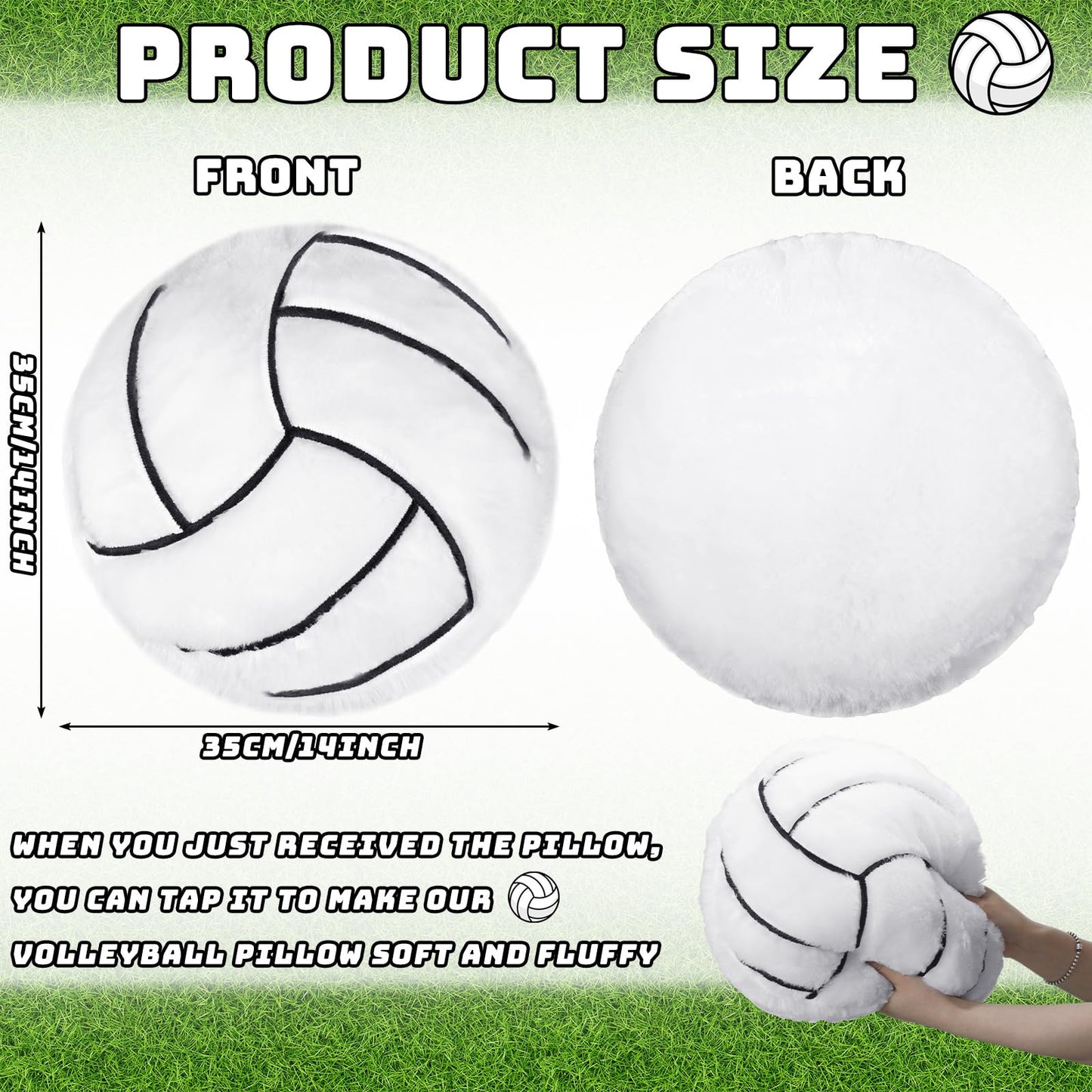 Gerrii 4 Pack Volleyball Pillows – Soft Plush 14x14 Inches, Sport-Themed Cushions for Bedroom & Living Decor