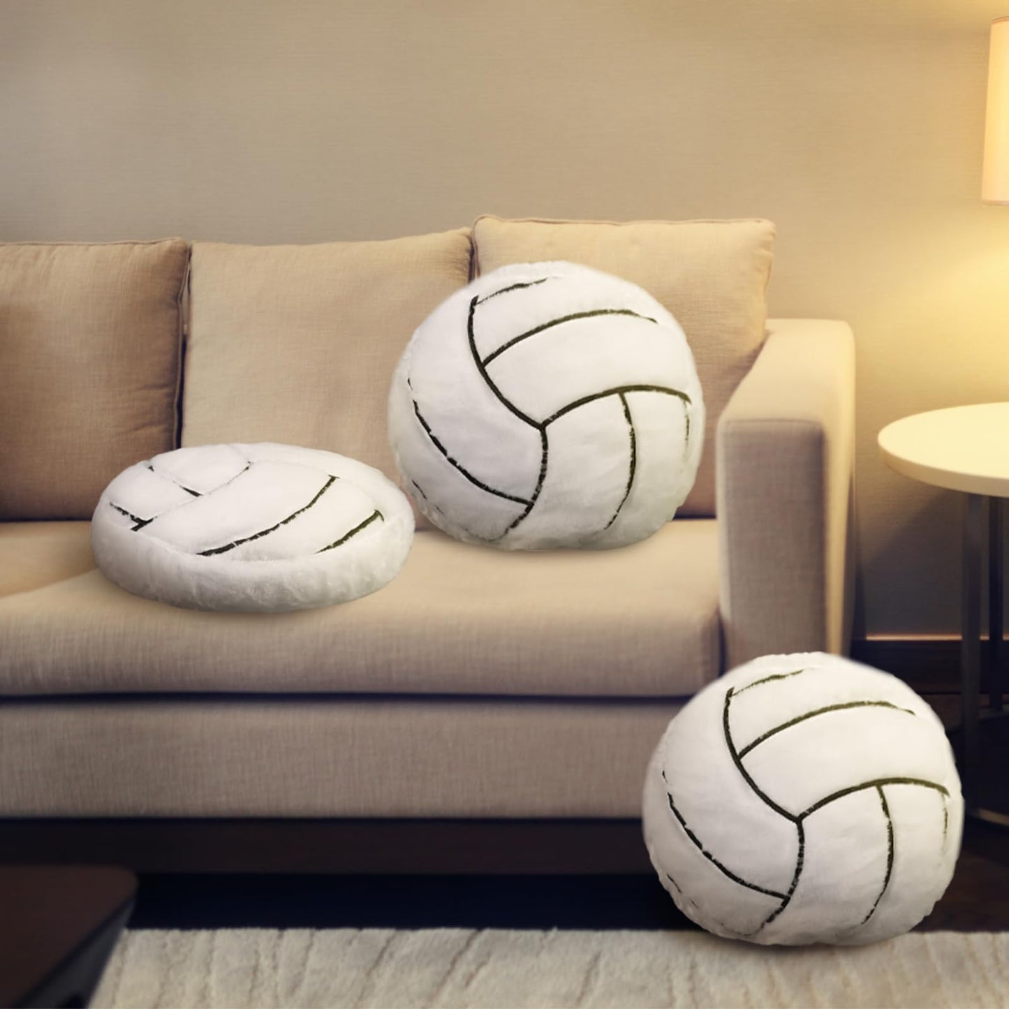 Gerrii 4 Pack Volleyball Pillows – Soft Plush 14x14 Inches, Sport-Themed Cushions for Bedroom & Living Decor