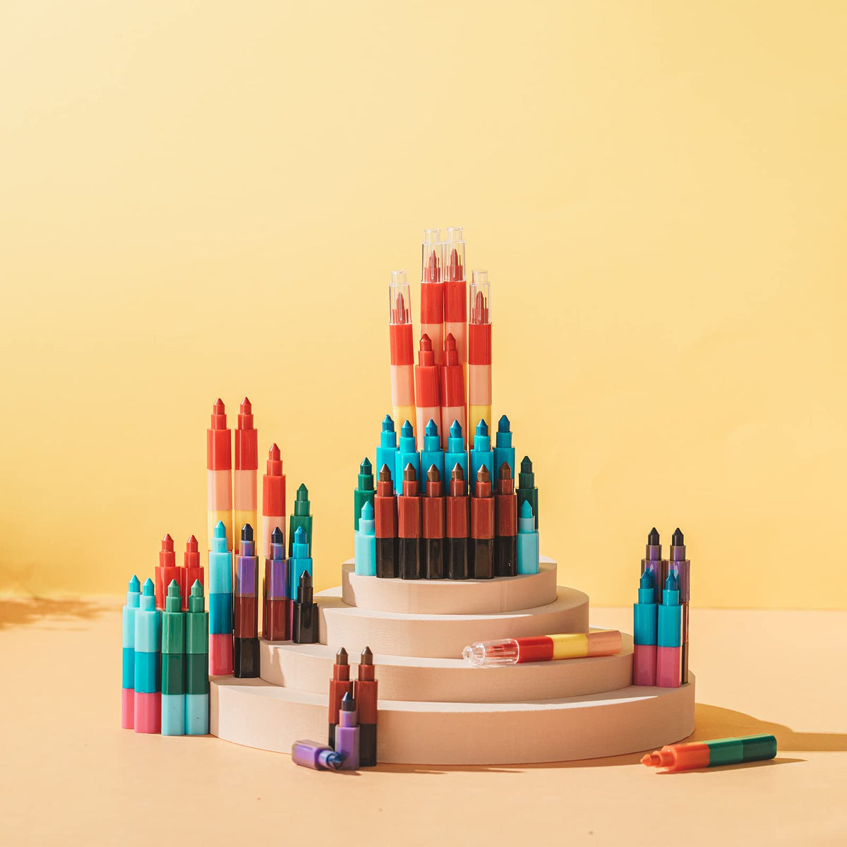 Gersoniel 36 Pieces Stackable Crayons - Buildable 12-Color Pencils for Creative Drawing
