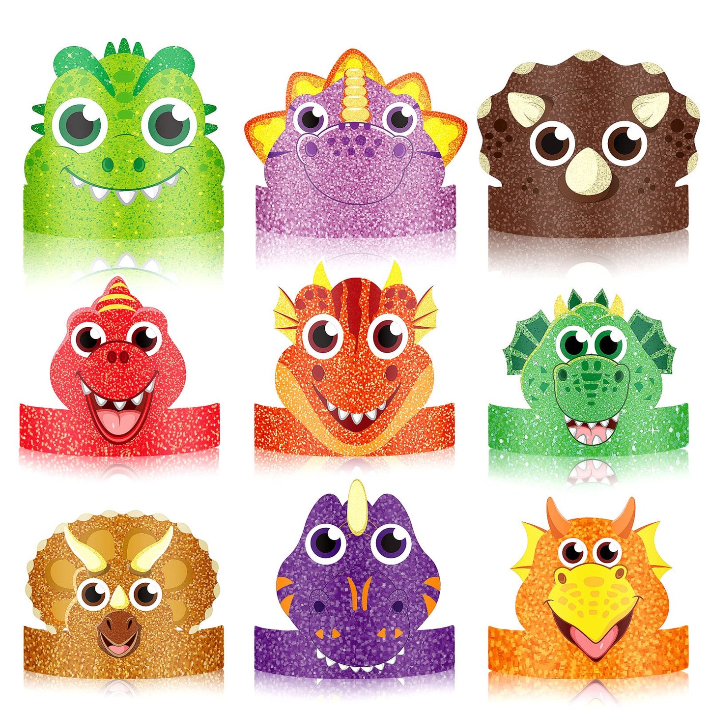 Gersoniel 24 Pcs Dinosaur Birthday Party Hats, Favors, Headbands & Paper Crowns – Dinosaur Theme Party Supplies