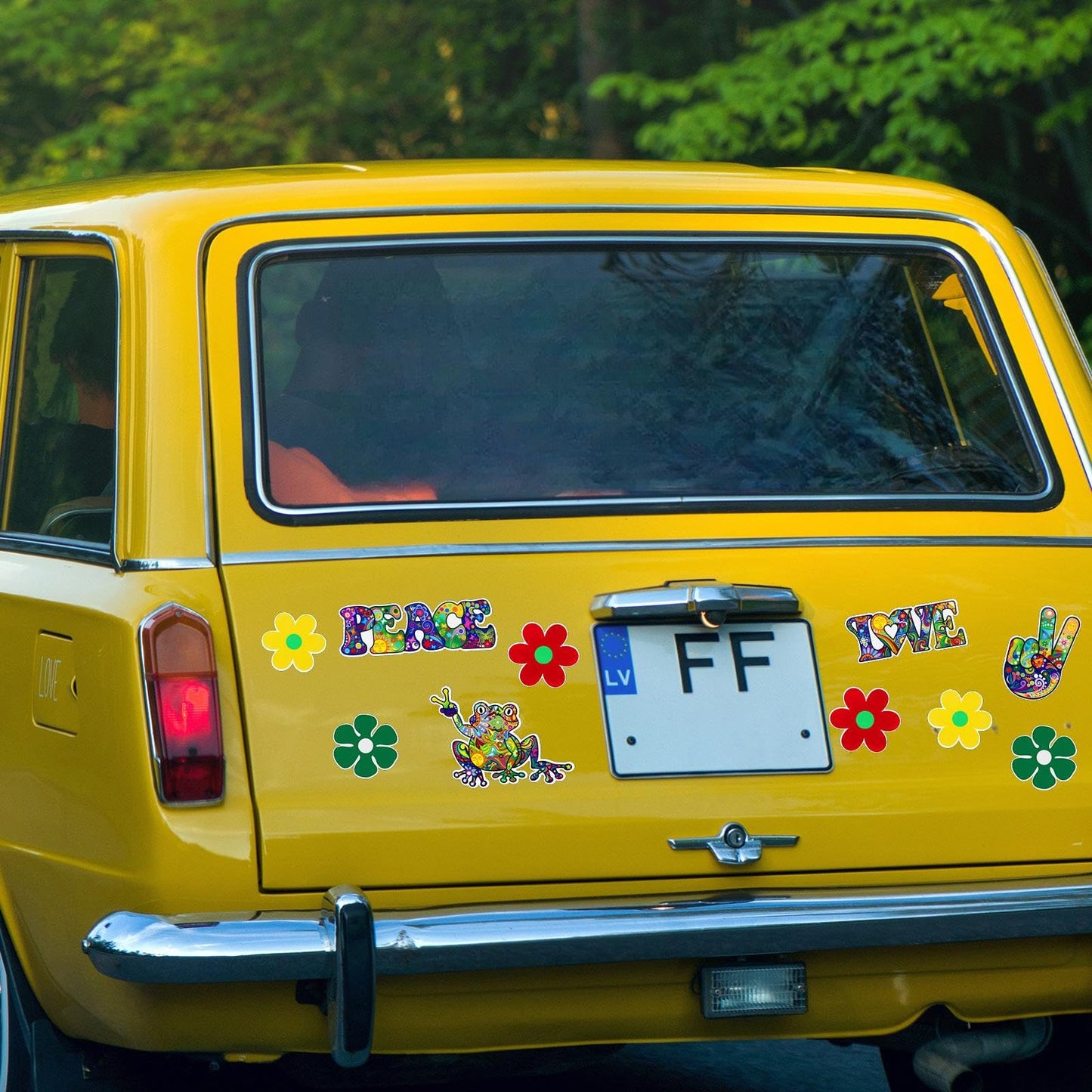 Gersoniel 32-Piece Hippie Stickers Set – Peace Sign, Flowers & Love Car, Laptop & Water Bottle Decals