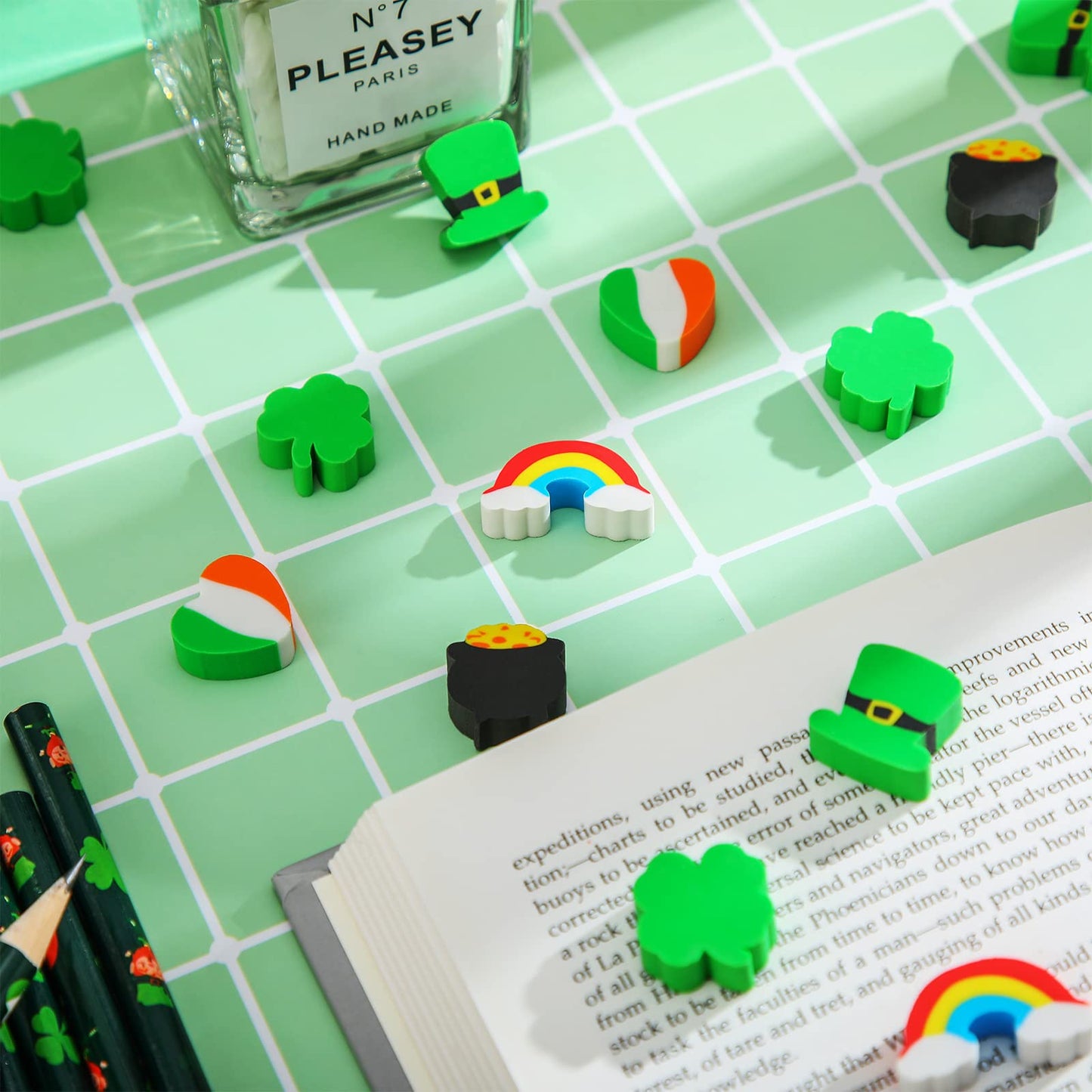 Gersoniel 60-Piece St. Patrick's Mini Erasers for Kids – Classroom Prizes & Party Favors