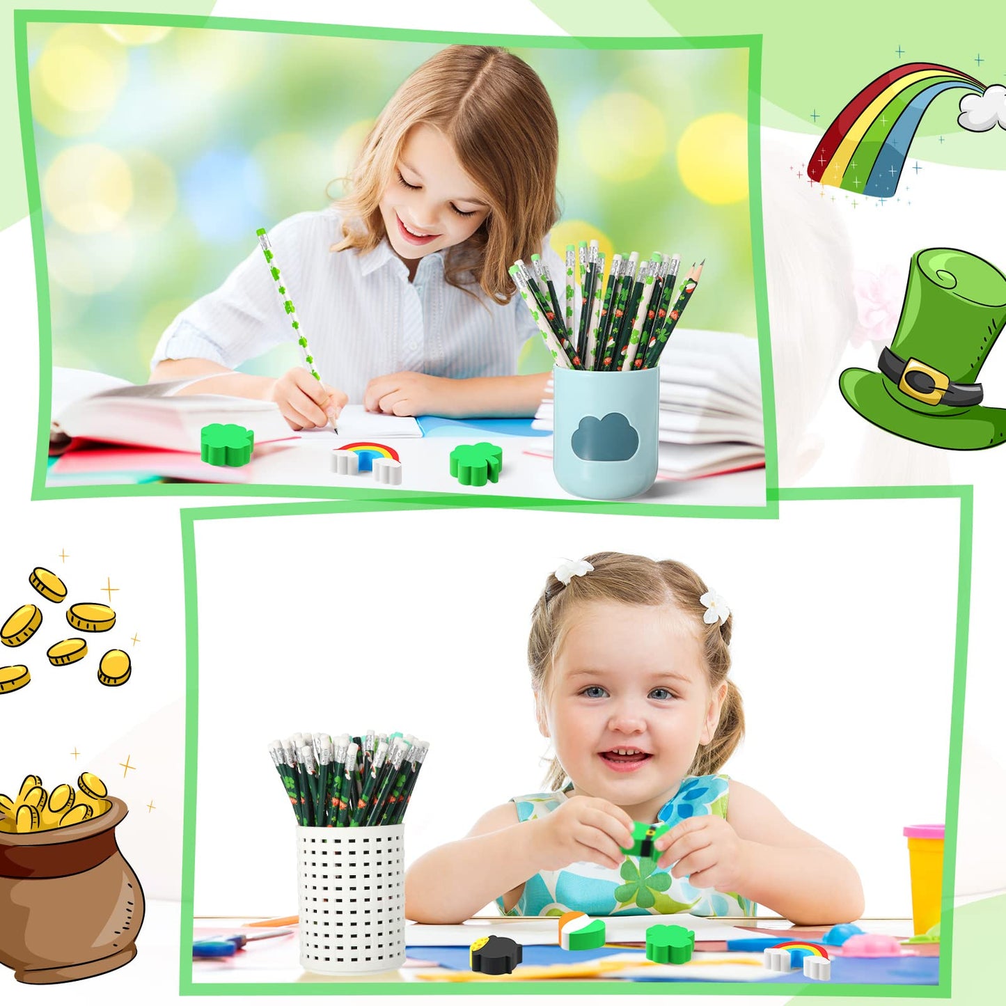 Gersoniel 60-Piece St. Patrick's Mini Erasers for Kids – Classroom Prizes & Party Favors