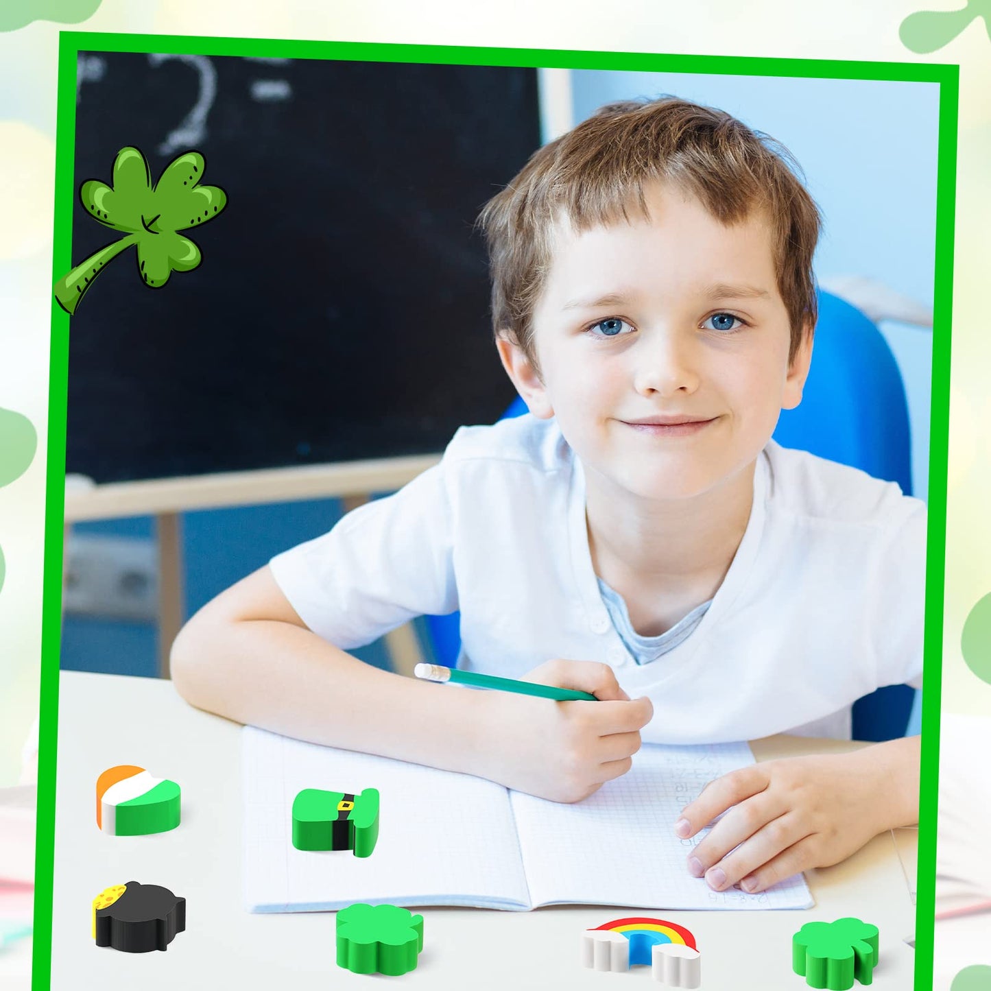 Gersoniel 60-Piece St. Patrick's Mini Erasers for Kids – Classroom Prizes & Party Favors