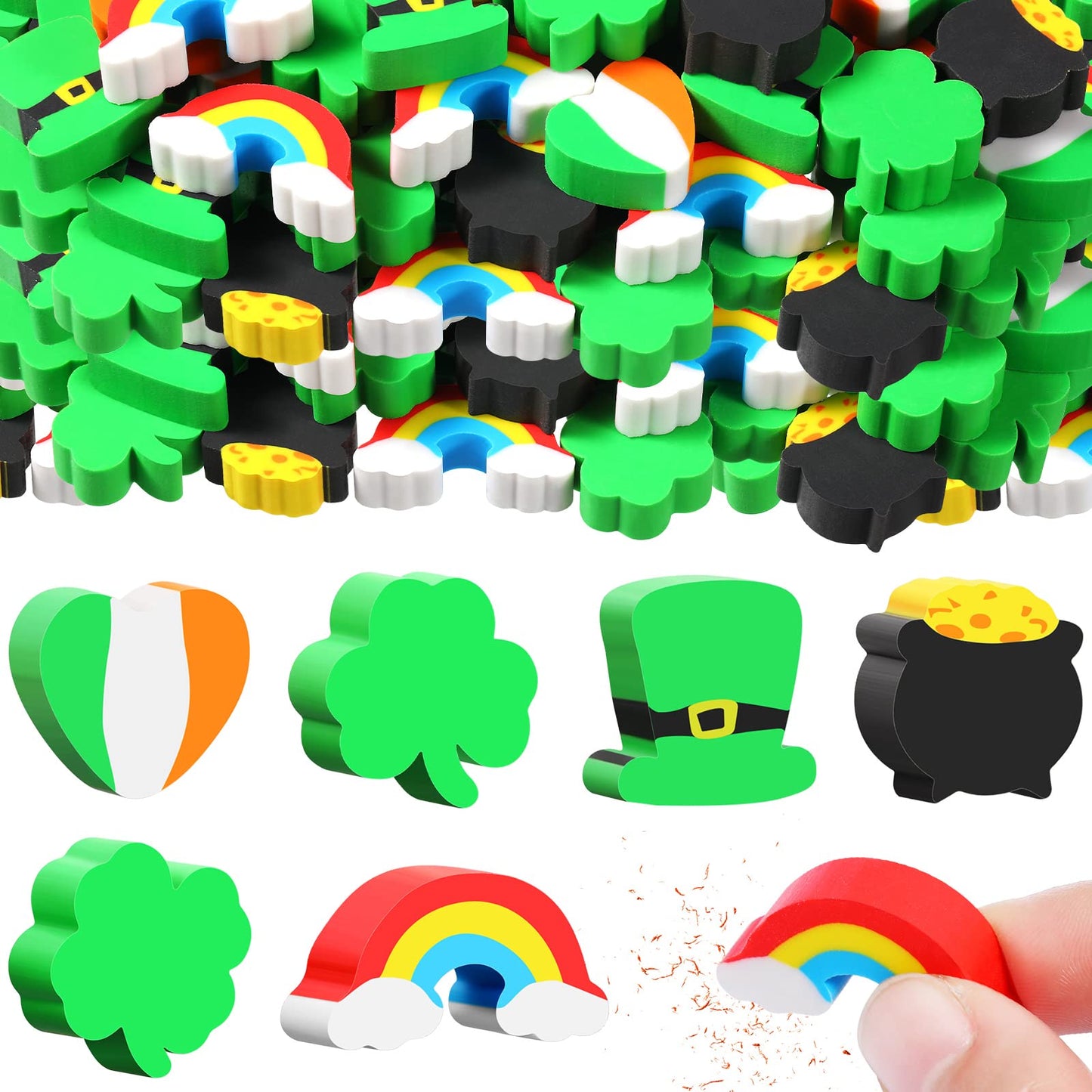 Gersoniel 60-Piece St. Patrick's Mini Erasers for Kids – Classroom Prizes & Party Favors