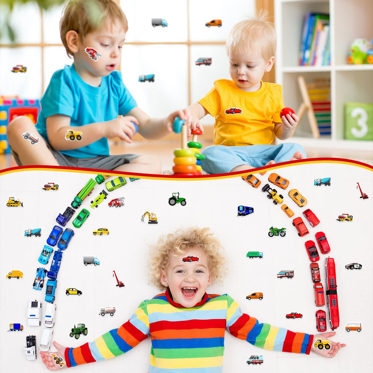 Gersoniel 500 Pcs Truck Stickers for Kids – Construction Vehicle Stickers Pack for Crafts