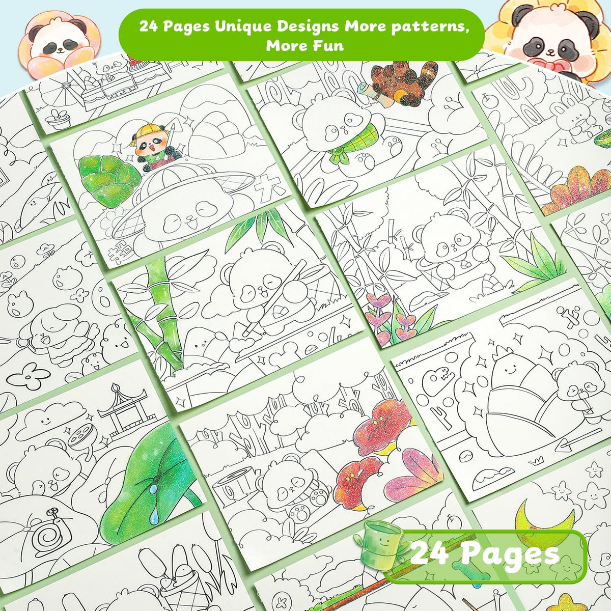 gesboole Paint with Water Coloring Book for Kids – Panda 24-Page 4-in-1 Art Kit, Ages 3-8