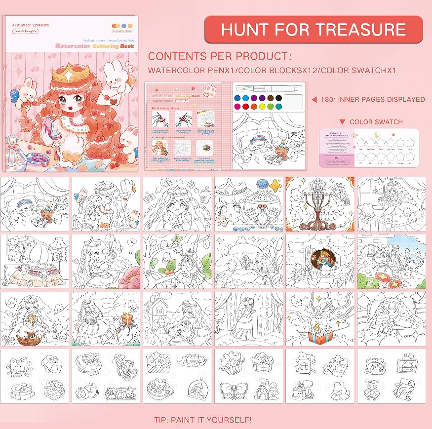 gesboole Paint with Water Coloring Books for Kids – 4-in-1 Mess-Free Princess Edition