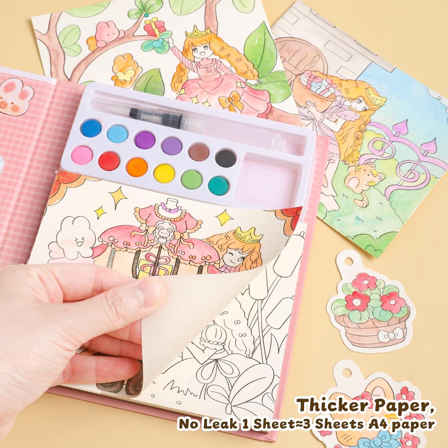 gesboole Paint with Water Coloring Books for Kids – 4-in-1 Mess-Free Princess Edition
