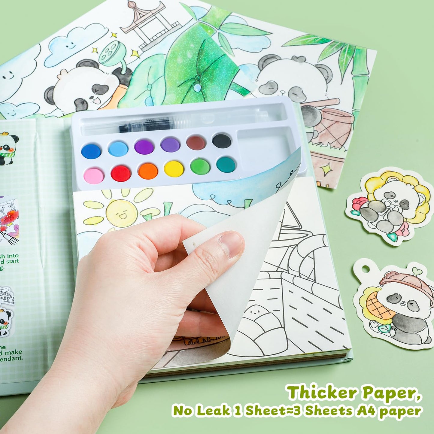 gesboole Paint with Water Coloring Book for Kids – Panda 24-Page 4-in-1 Art Kit, Ages 3-8