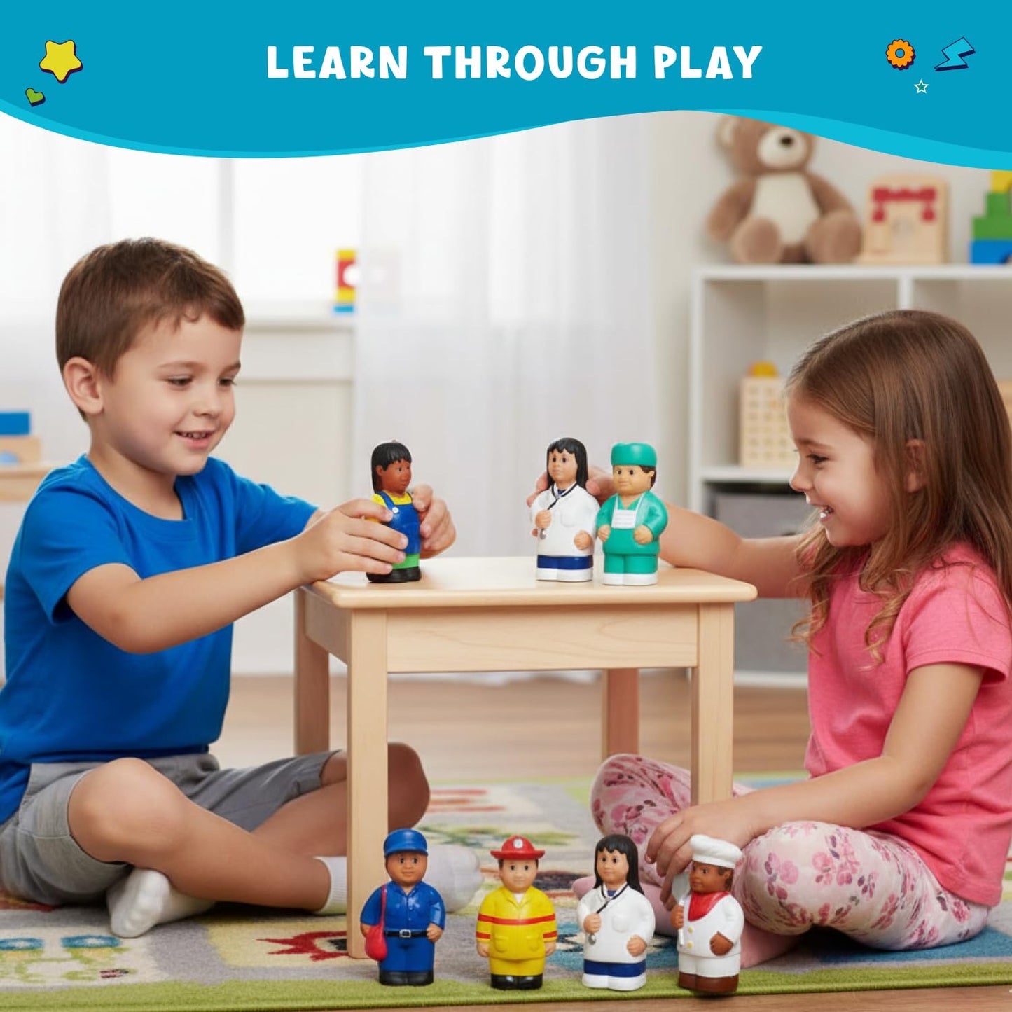 Get Ready Kids 620 Multicultural Career Figures – 8 Chunky 5-Inch Community Helpers for Toddlers