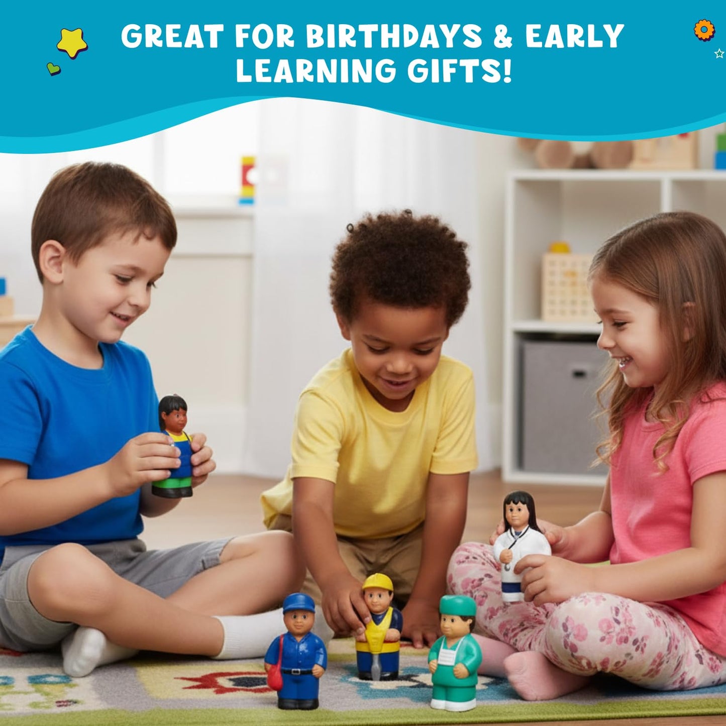 Get Ready Kids 620 Multicultural Career Figures – 8 Chunky 5-Inch Community Helpers for Toddlers
