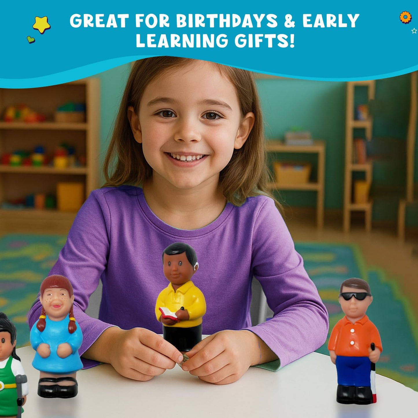 Get Ready Kids Friends with Disabilities Play Figures Set – 5 Inch Multicultural Diversity Toys for Toddlers & Preschool | Inclusive Classroom Figurines