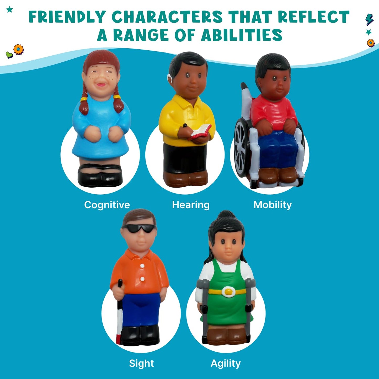 Get Ready Kids Friends with Disabilities Play Figures Set – 5 Inch Multicultural Diversity Toys for Toddlers & Preschool | Inclusive Classroom Figurines