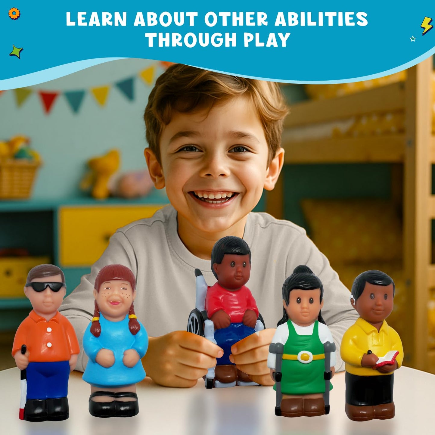 Get Ready Kids Friends with Disabilities Play Figures Set – 5 Inch Multicultural Diversity Toys for Toddlers & Preschool | Inclusive Classroom Figurines