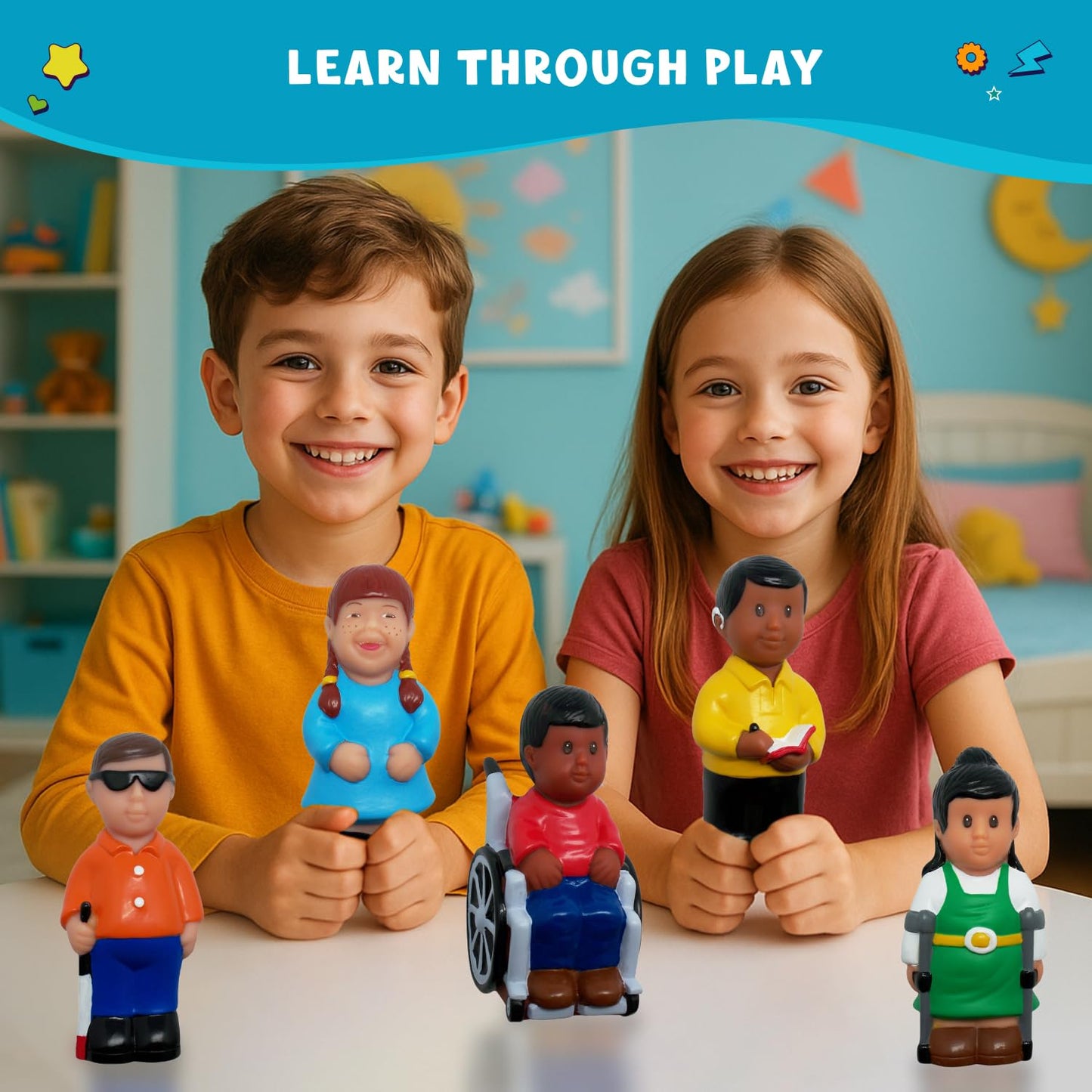 Get Ready Kids Friends with Disabilities Play Figures Set – 5 Inch Multicultural Diversity Toys for Toddlers & Preschool | Inclusive Classroom Figurines