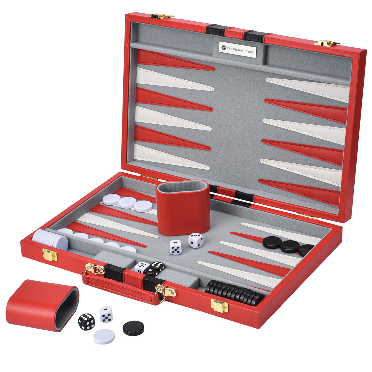 Get The Games Out Backgammon Set – Large Red Case with Strategy Guide