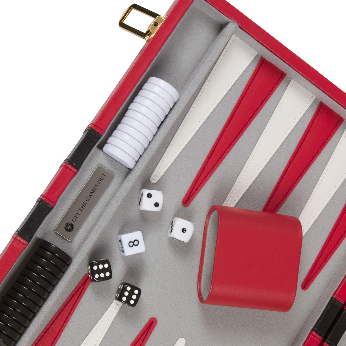 Get The Games Out Backgammon Set – Large Red Case with Strategy Guide