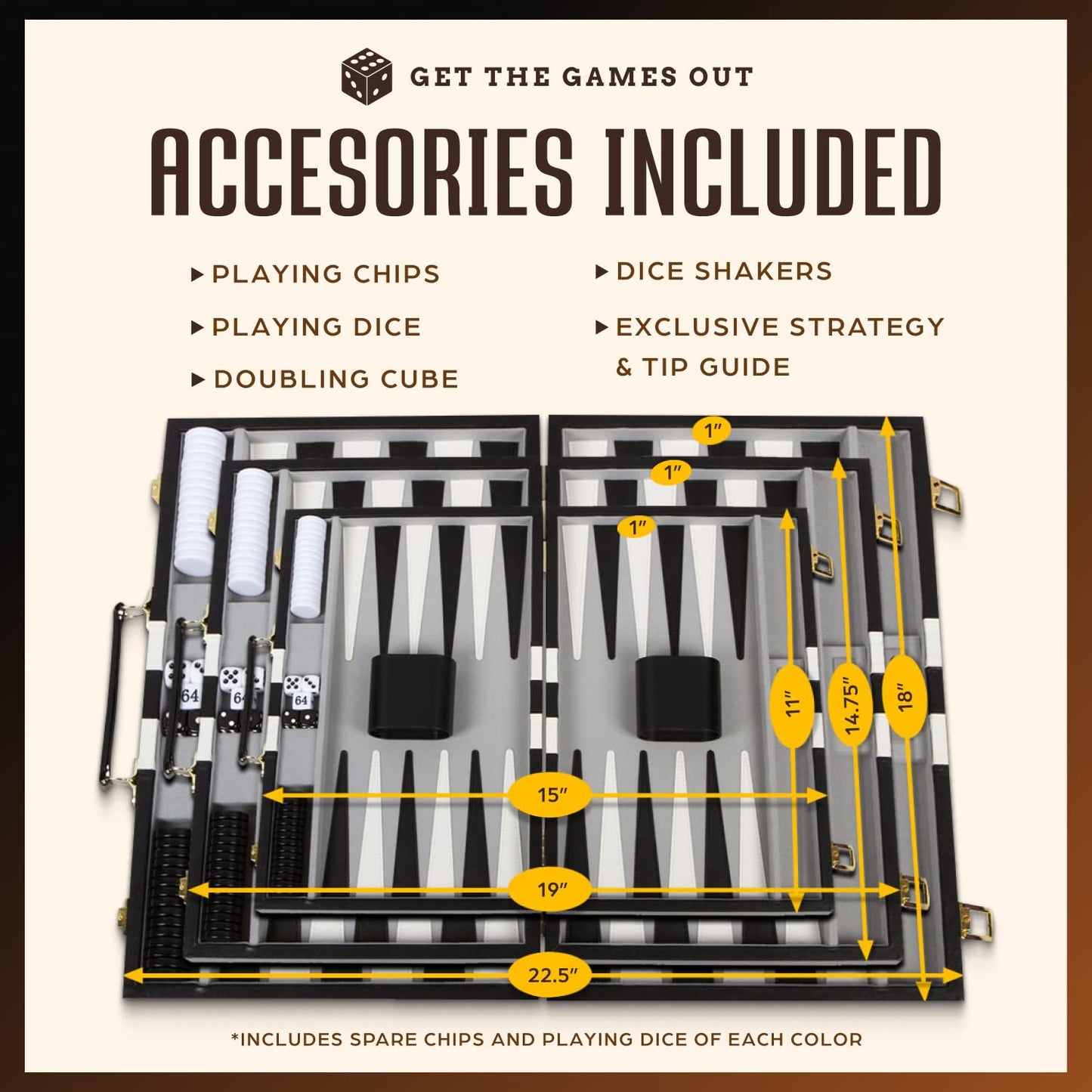 Get The Games Out Backgammon Set — Compact Black Travel Case + Strategy Guide