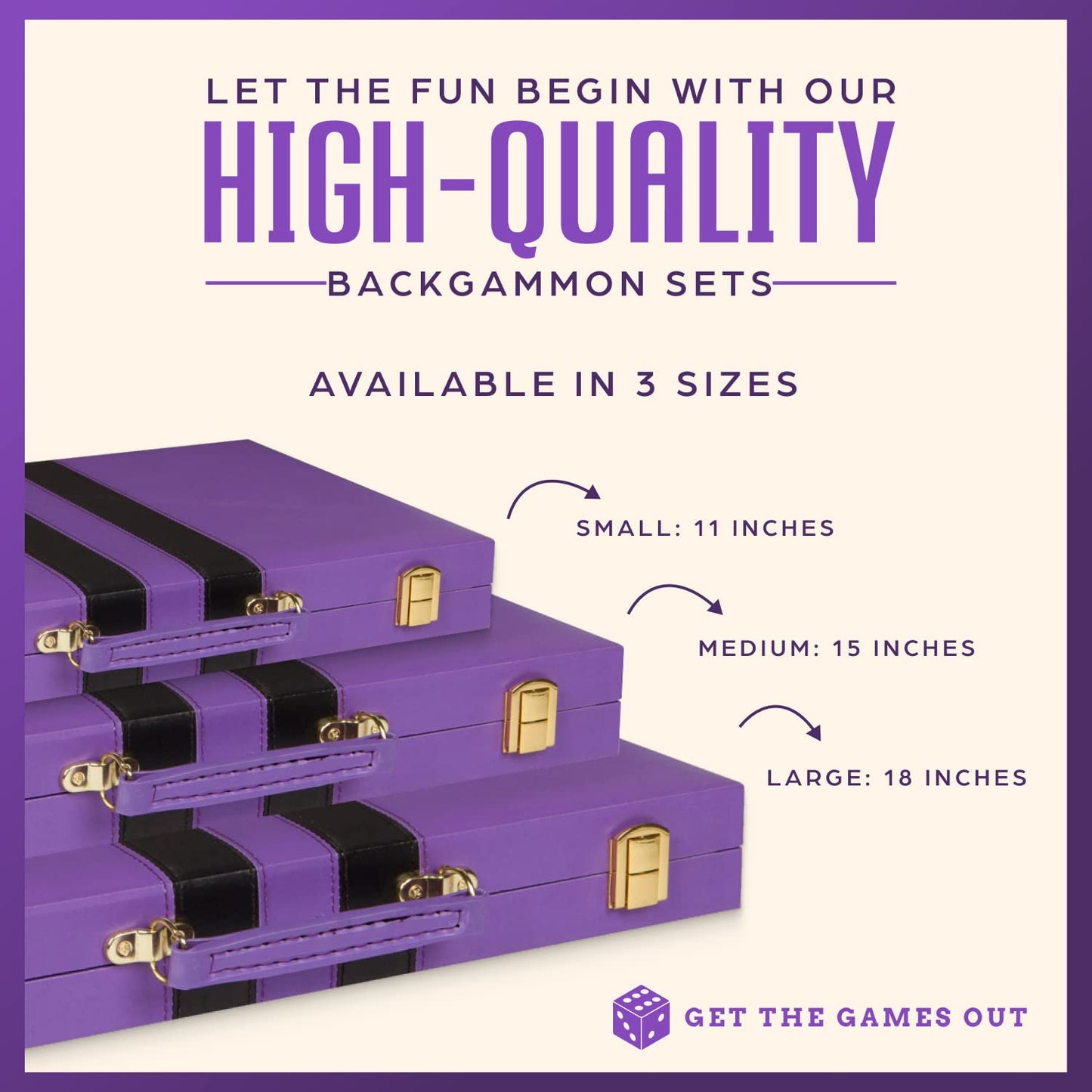 Get The Games Out Backgammon Set – Large Purple Case with Strategy Guide