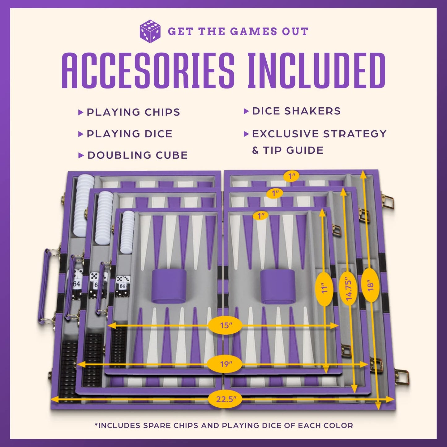 Get The Games Out Backgammon Set – Large Purple Case with Strategy Guide